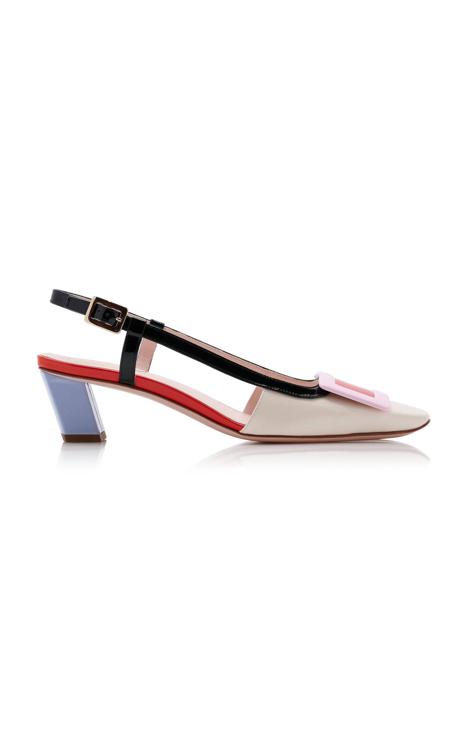 Roger Vivier Bv Lacquered Buckle Patent Leather Slingback Pumps In Multi