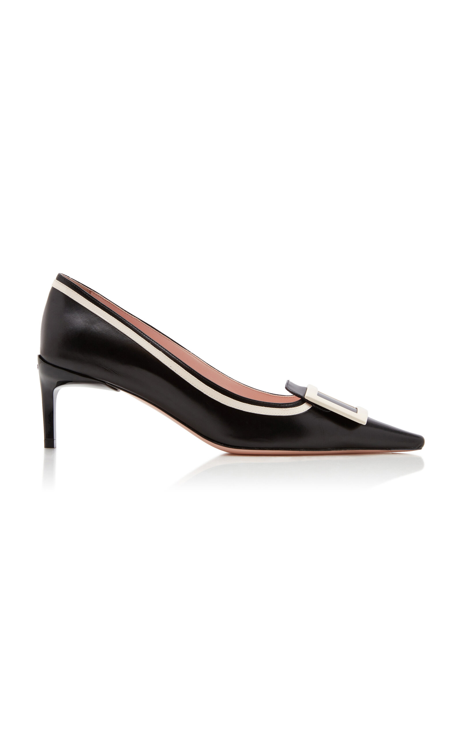 Roger Vivier Decollette Leather-trimmed Pumps In Black,white