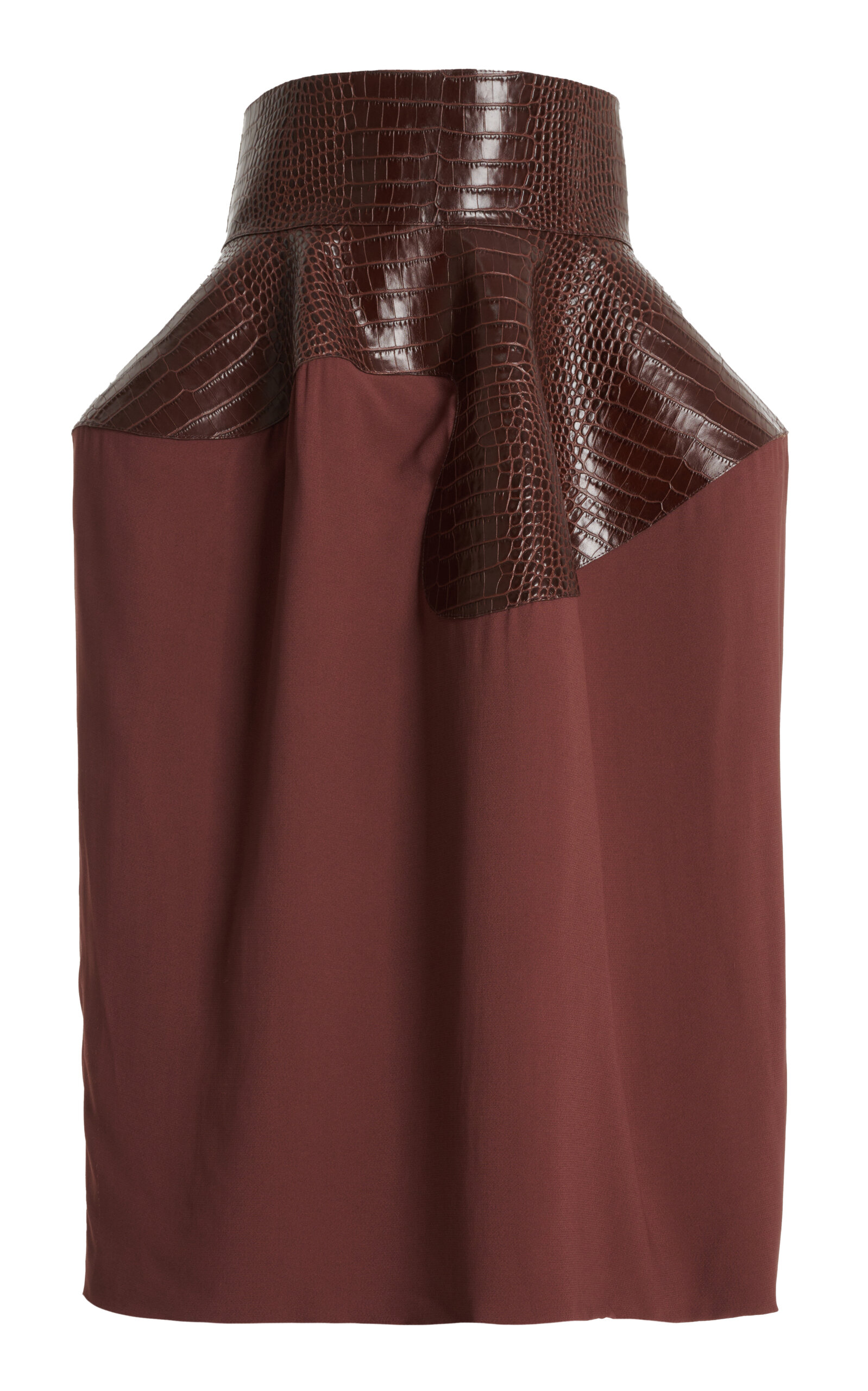 Niccolò Pasqualetti Onda Leather-paneled Midi Skirt In Brown