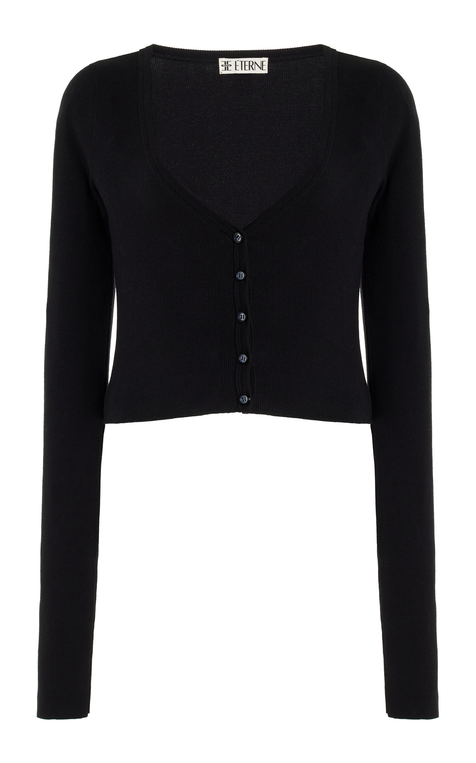 Shop Éterne Cropped Cotton-modal Cardigan In Black