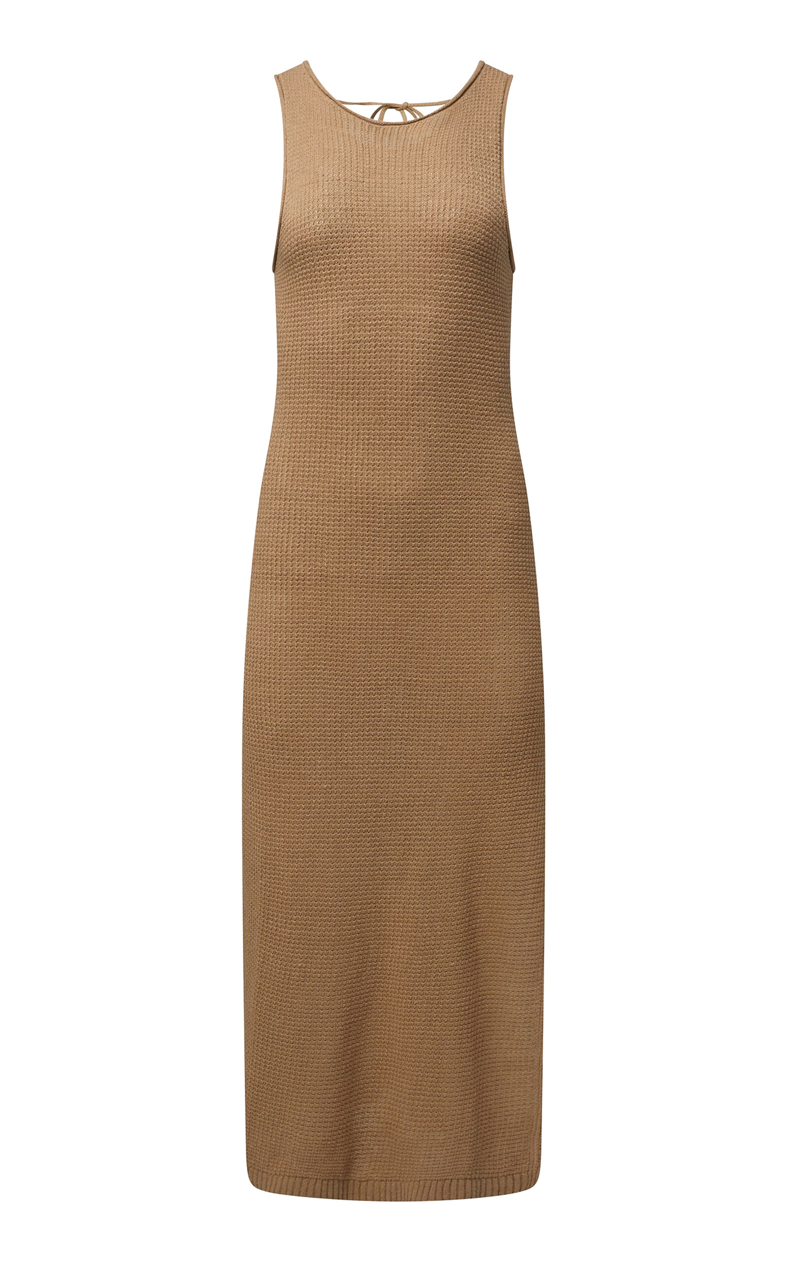 Shop Onia Linen-knit Scoop-back Maxi Dress In Brown