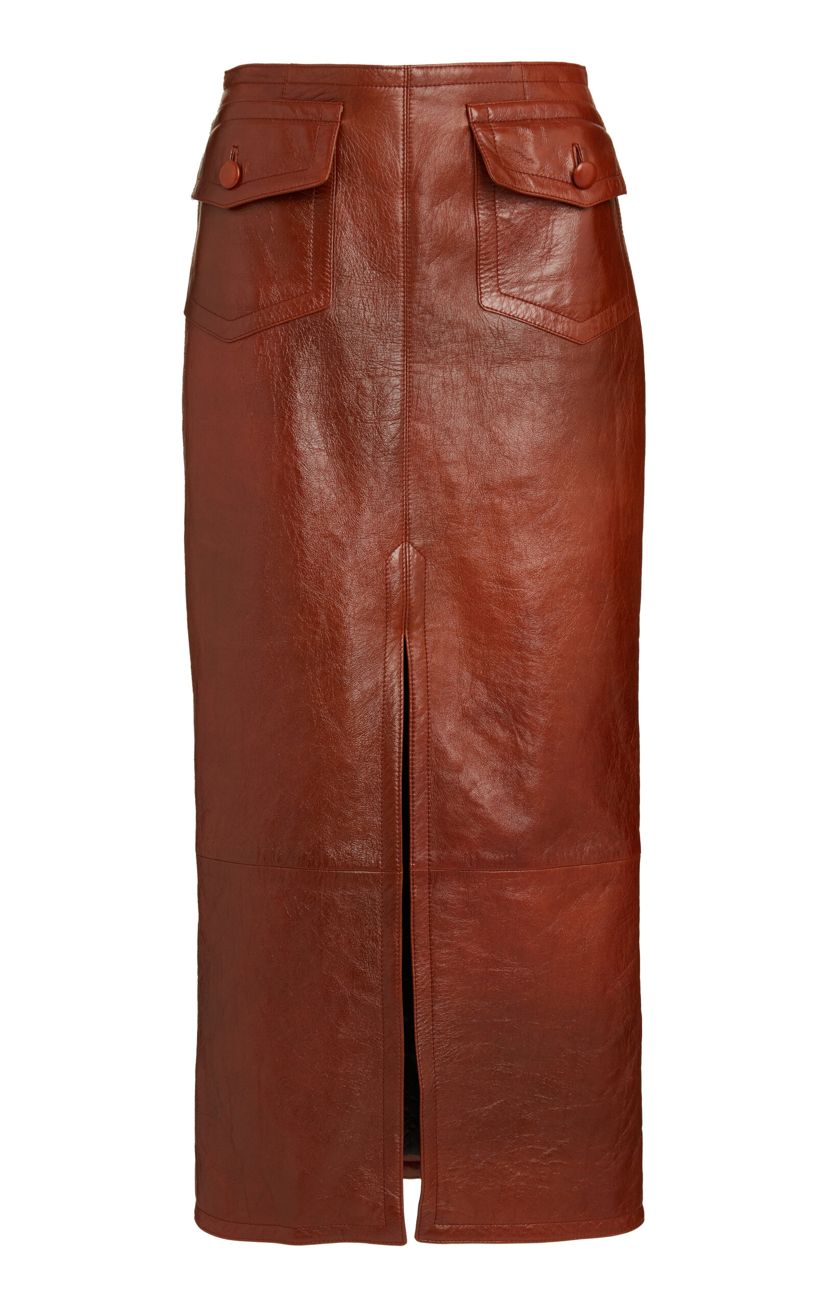 Chloé Pocket-Detailed Leather Midi Skirt