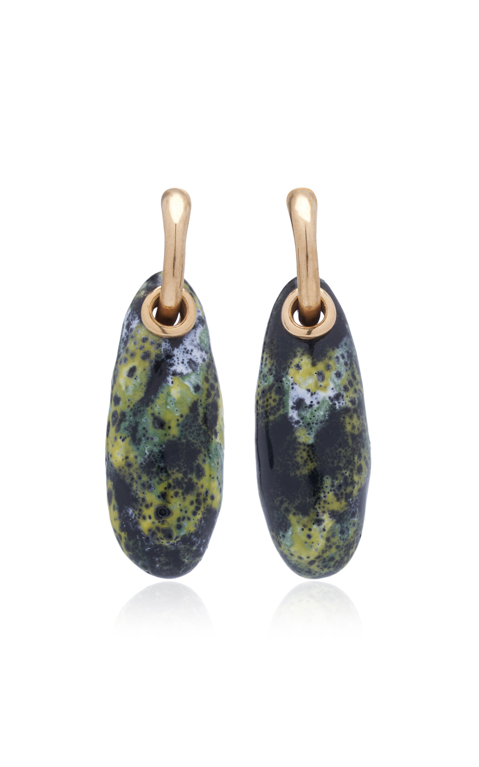 Shop Bottega Veneta 18k Yellow Gold-plated Sterling Silver; Ceramic Earrings In Green