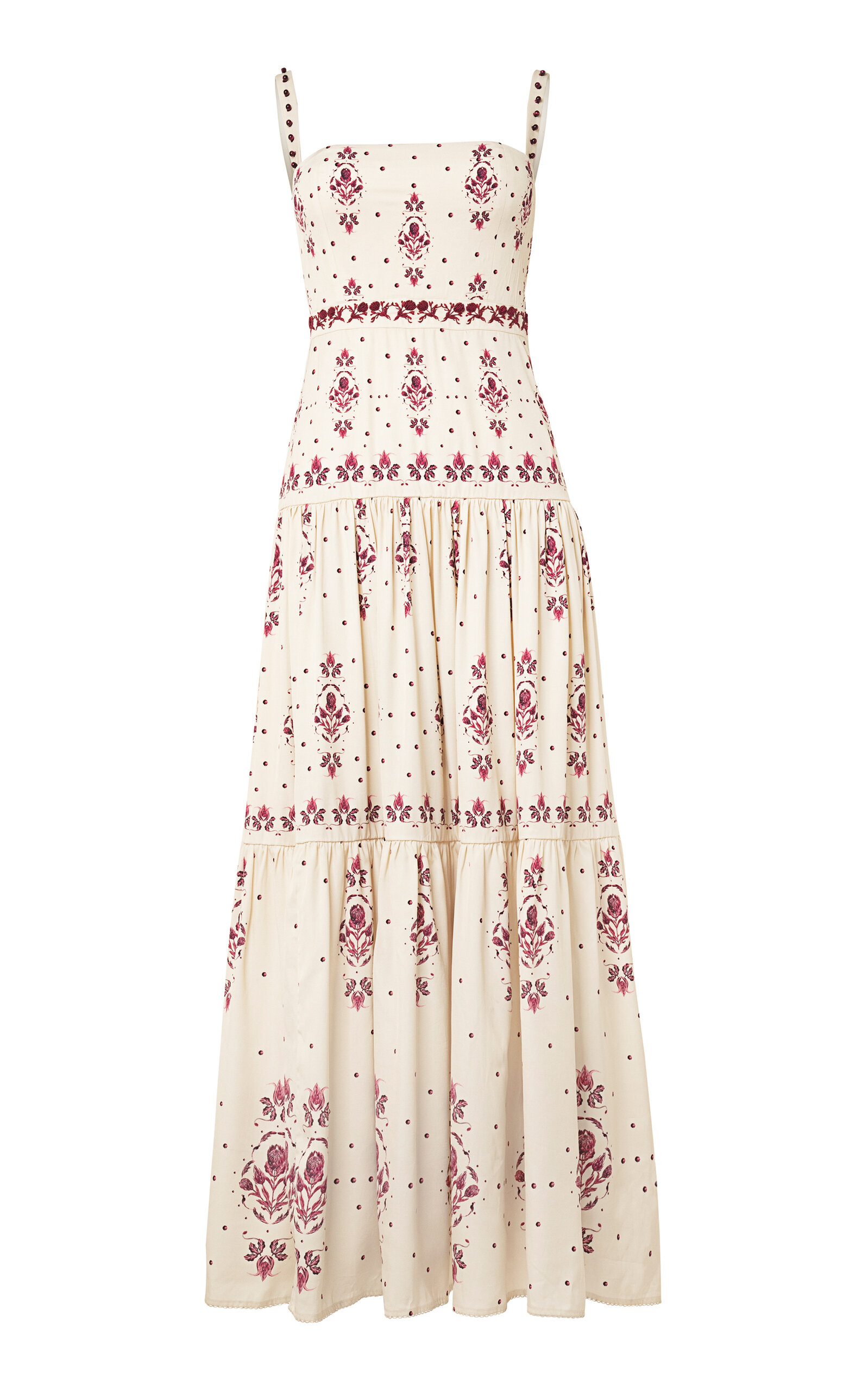 Agua By Agua Bendita Lima Relato Embroidered Twill Maxi Dress In Ivory