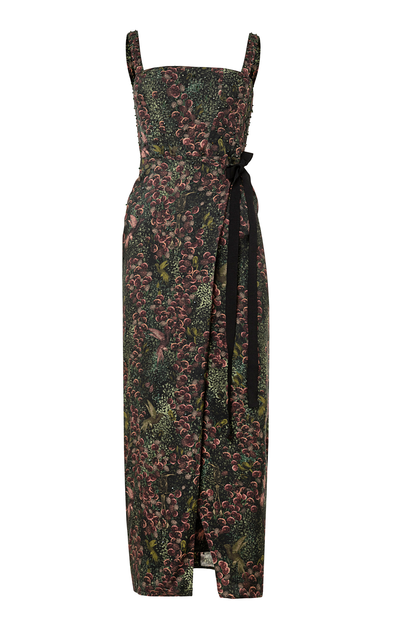 Agua By Agua Bendita Cinéfila Colibri Wrapped Satin Maxi Dress In Green