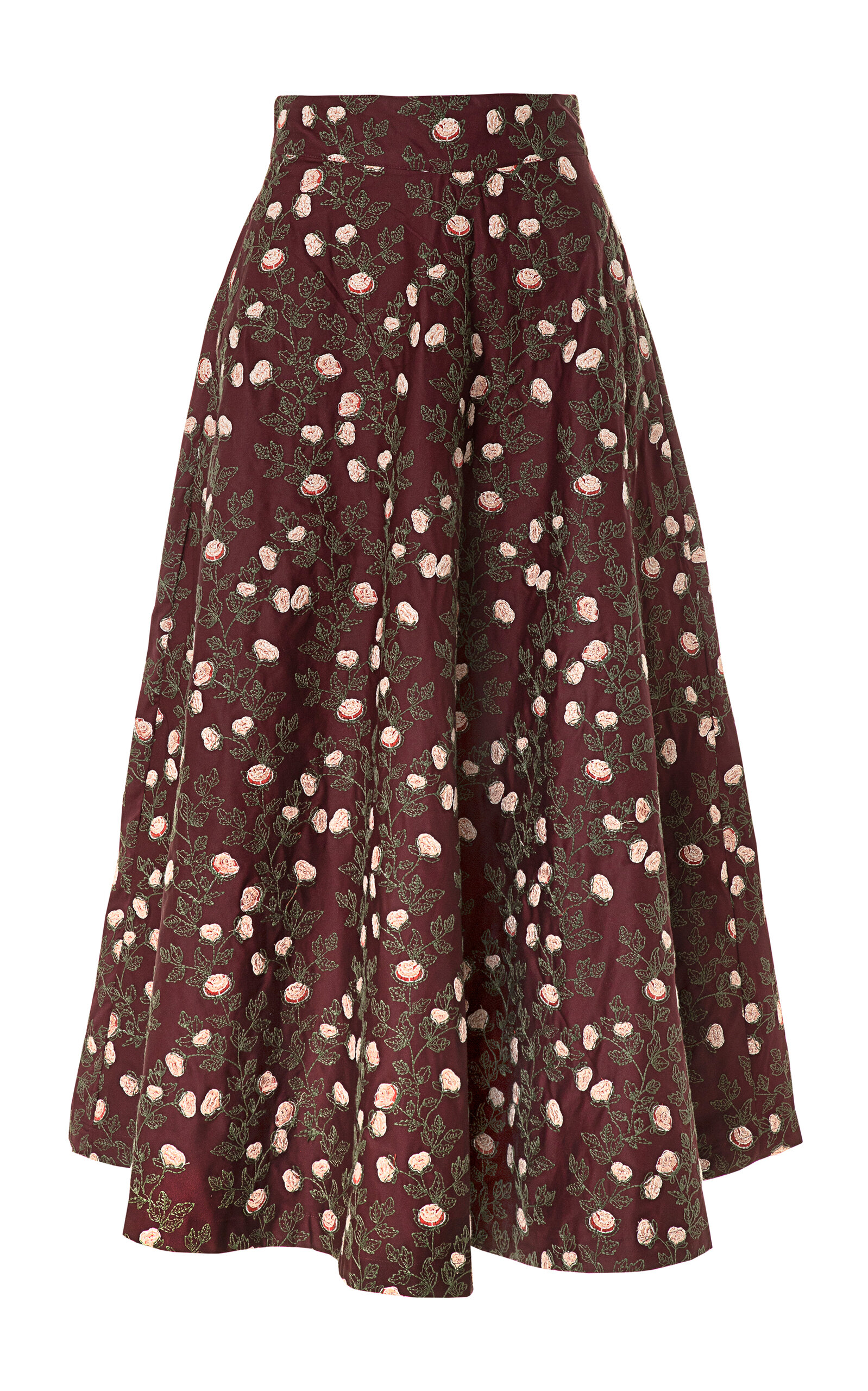 Agua By Agua Bendita Bergamota Colibri Embroidered Cotton Maxi Skirt In Burgundy