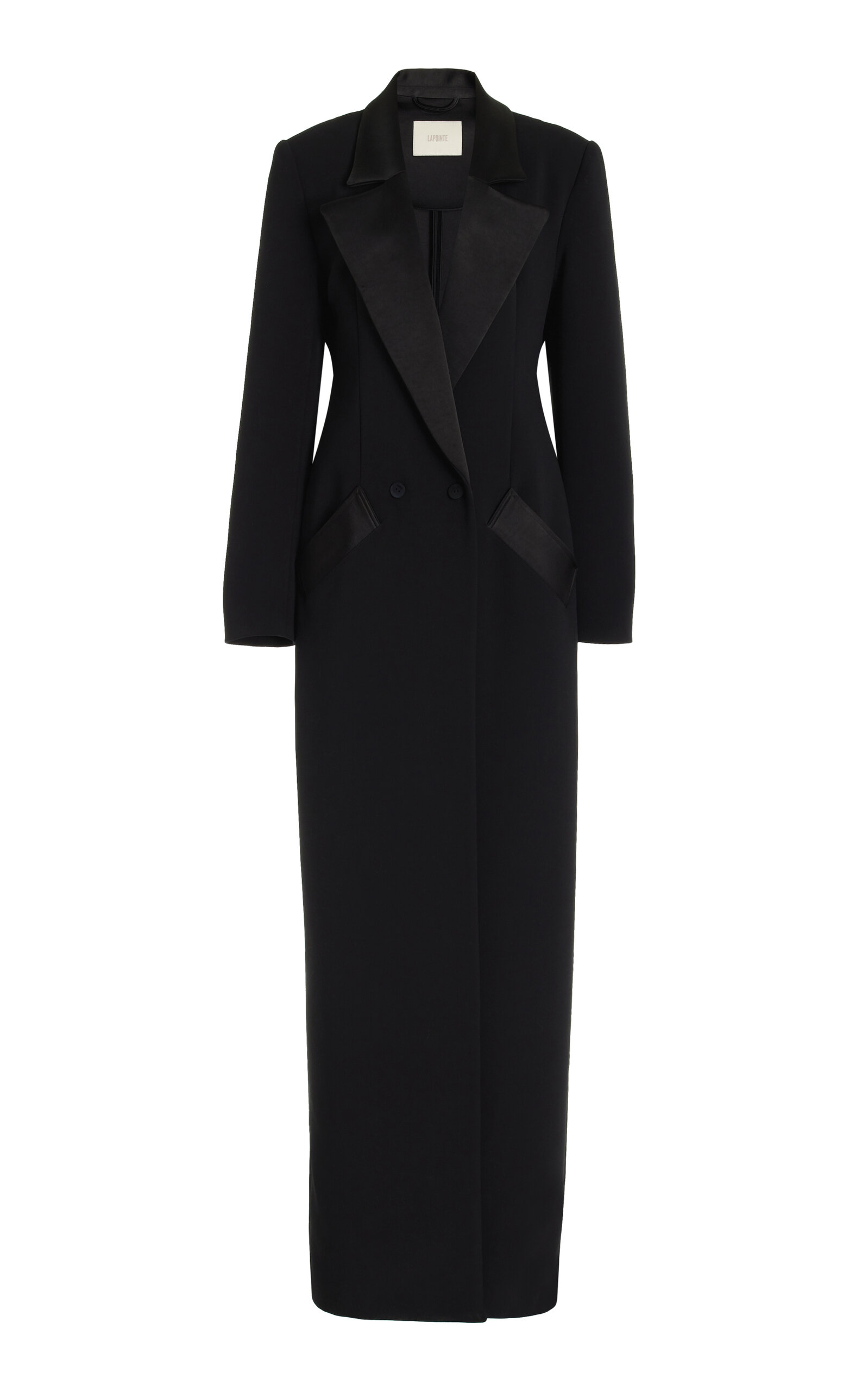 Shop Lapointe Bonded Satin Coat In Black