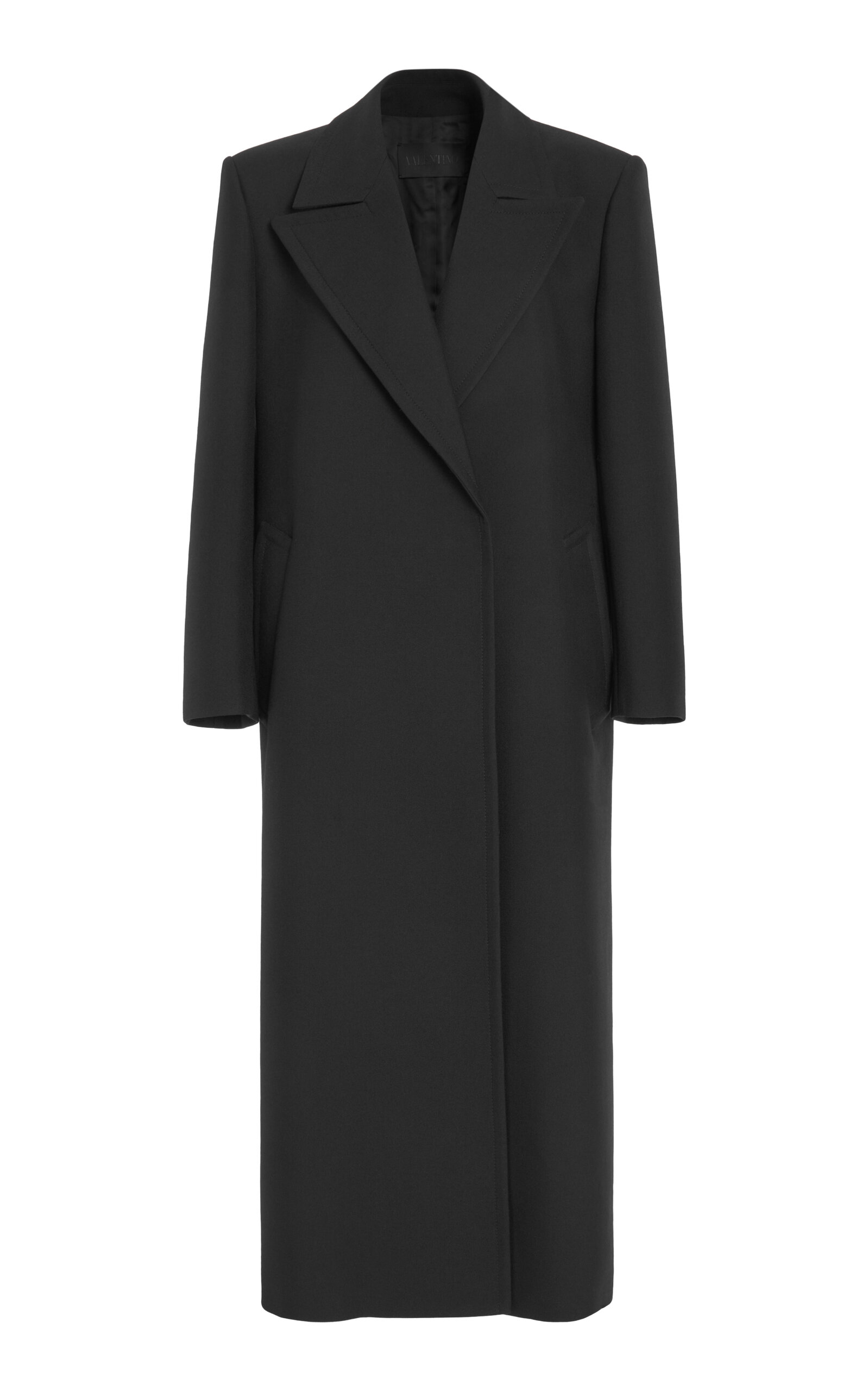 Valentino Tailored Wool-drill Coat In Black