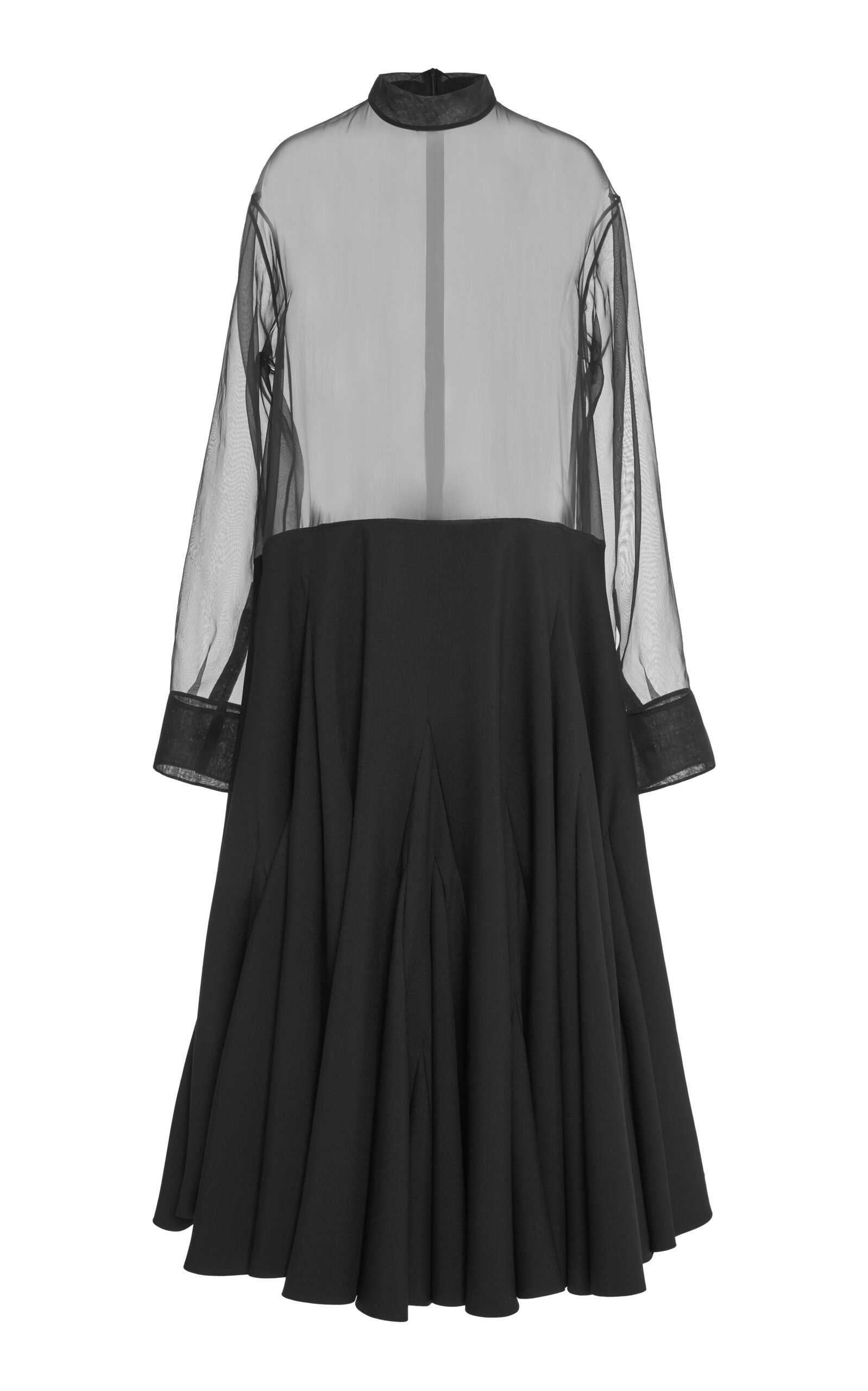 Valentino Sheer Crepe Midi Dress In Black