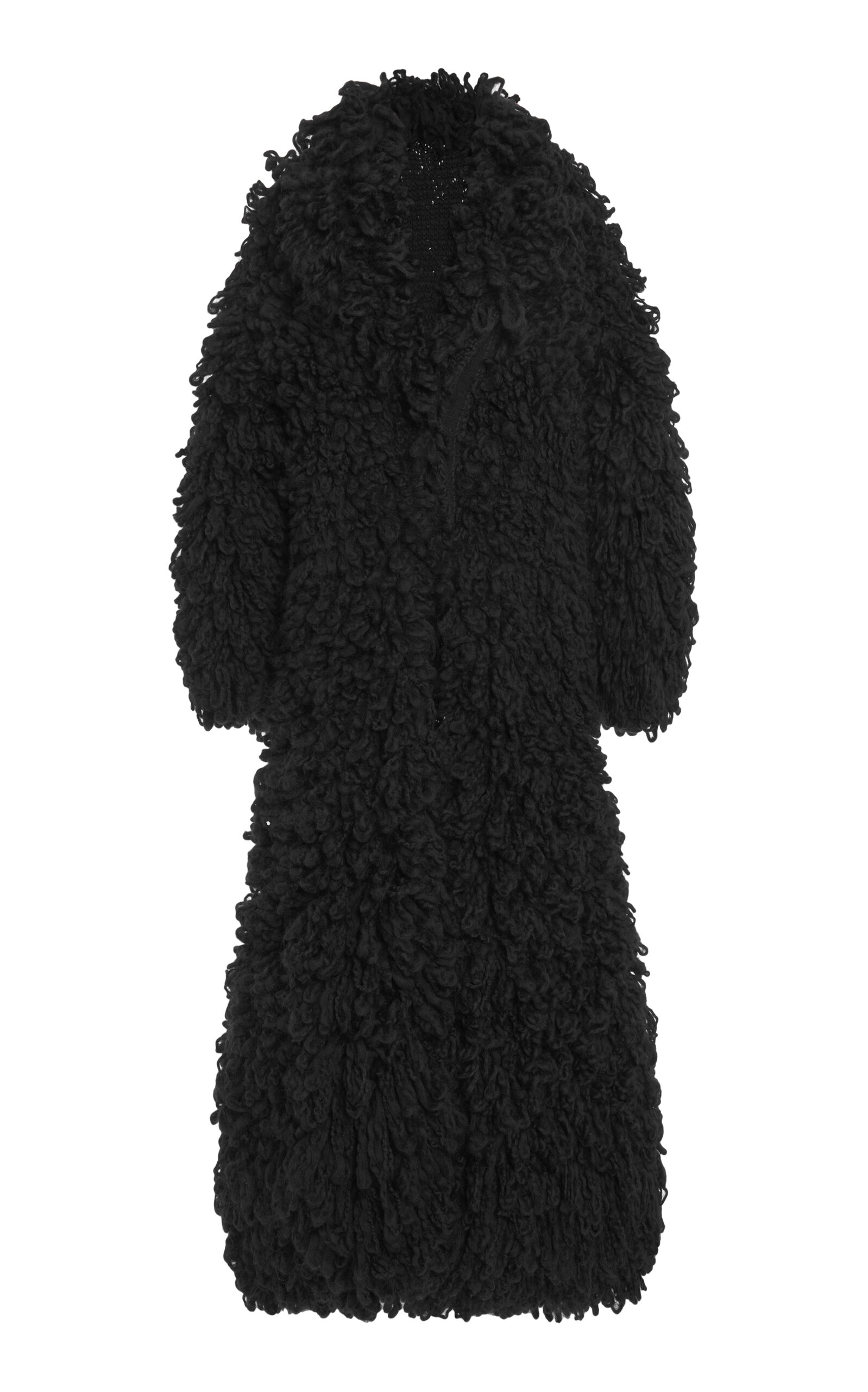 Valentino Textured Virgin-wool Coat In Black