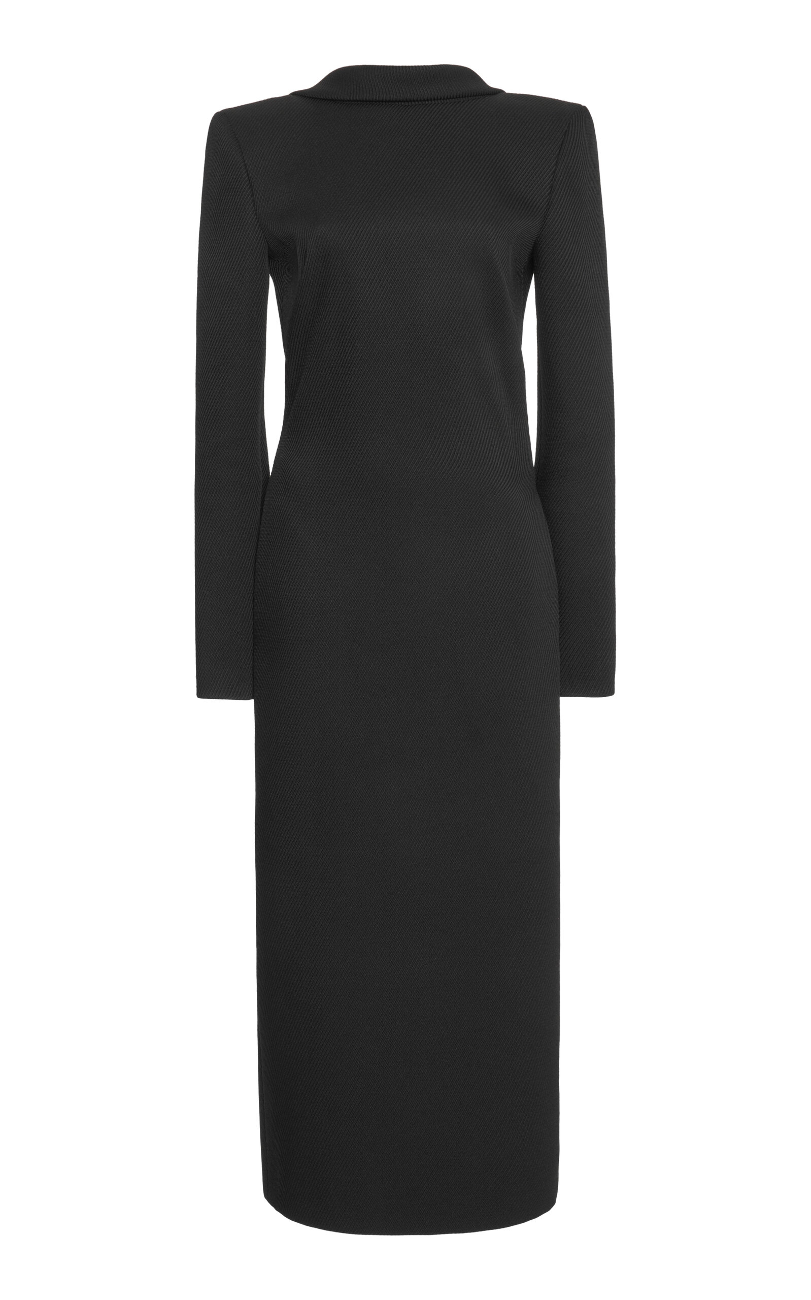 Valentino Broad-shouldered Midi Dress In Black