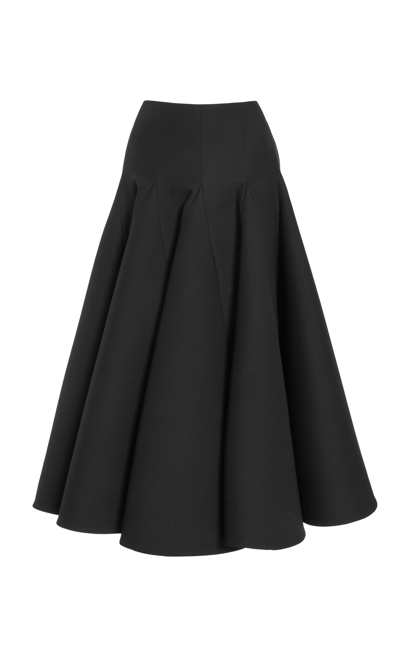 Flared Wool-Silk Crepe Midi Skirt