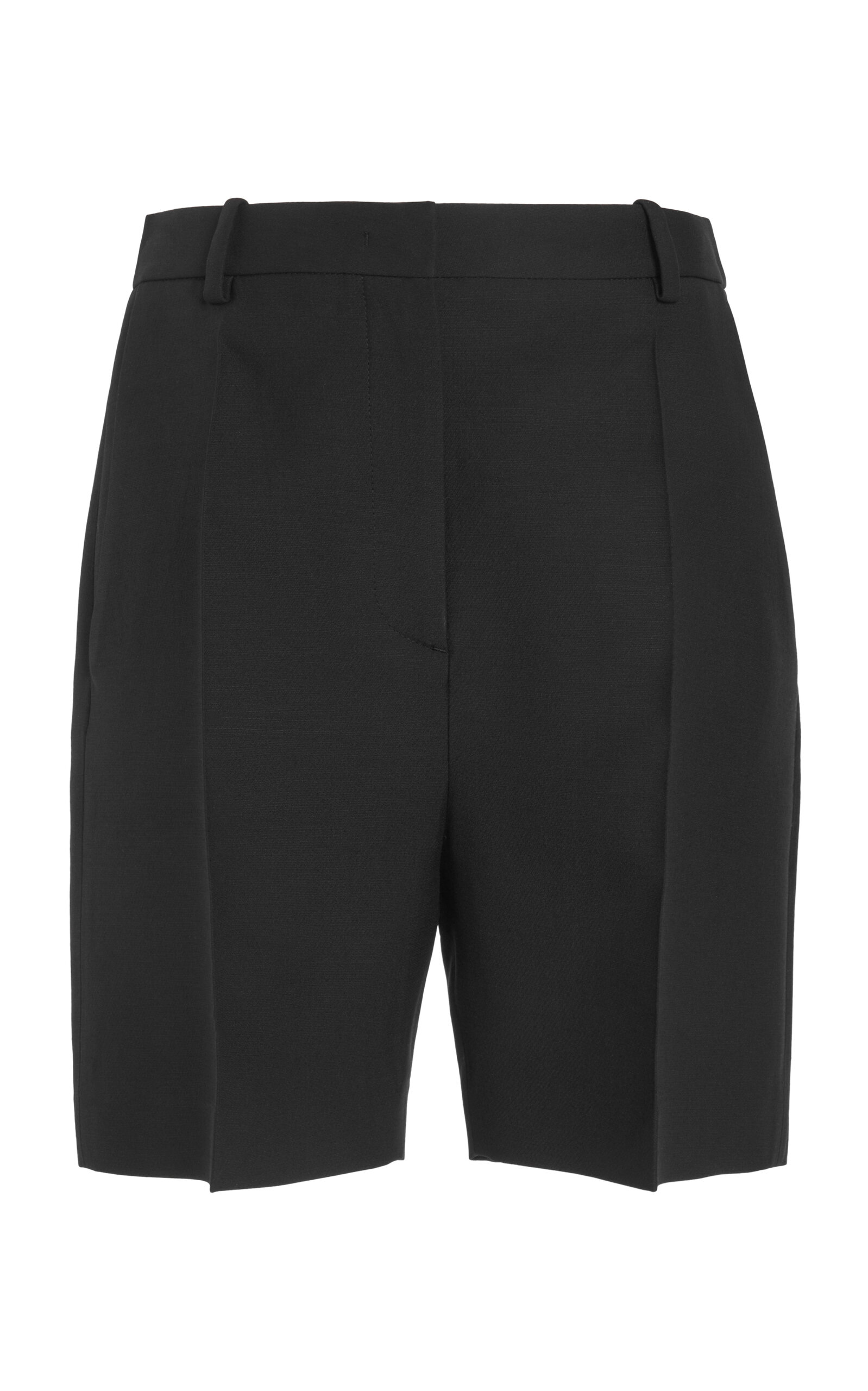 Valentino Pintucked Crepe Bermuda Shorts In Black