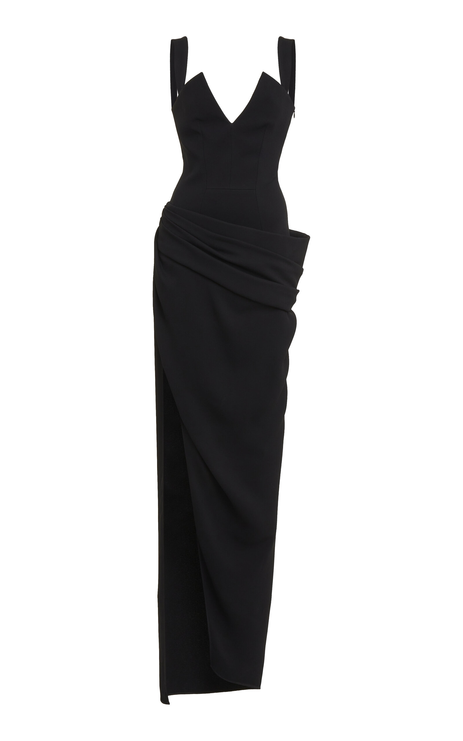 Shop Givenchy Draped Crepe Maxi Dress In Black