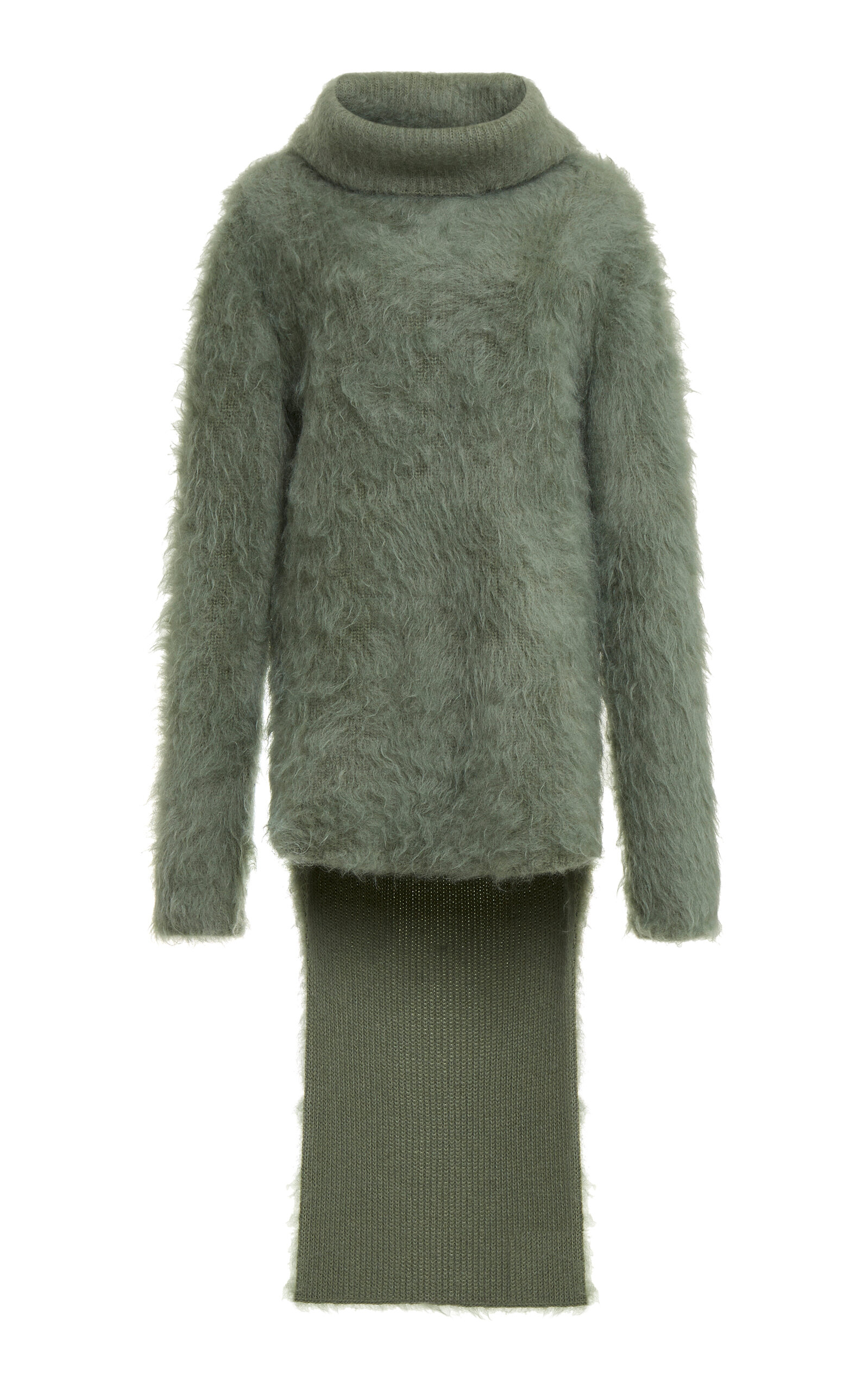 Shop Givenchy Long-back High-neck Mohair-blend Sweater In Green