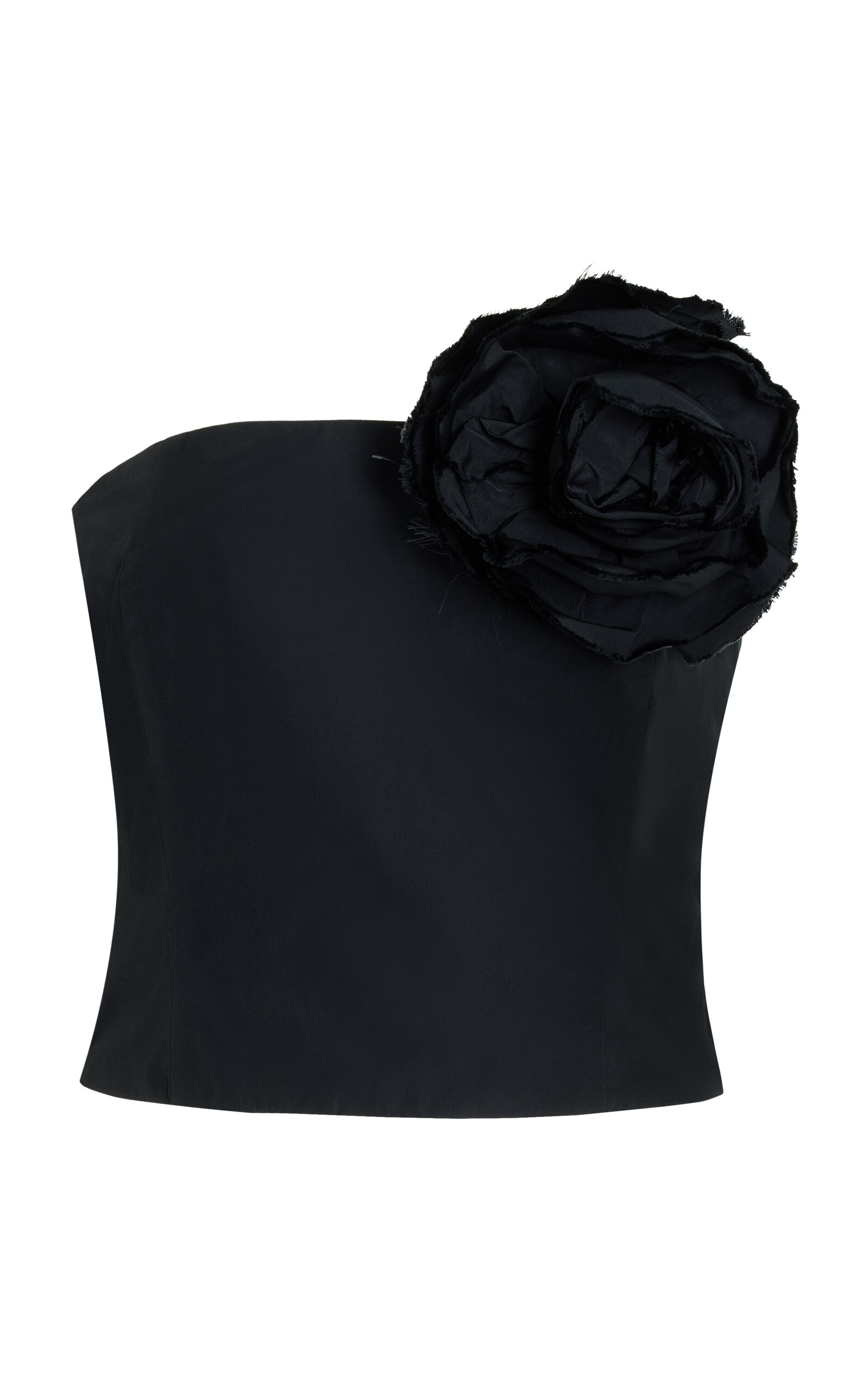 Shop Bernadette Lena Rosette-detailed Taffeta Corset Top In Black