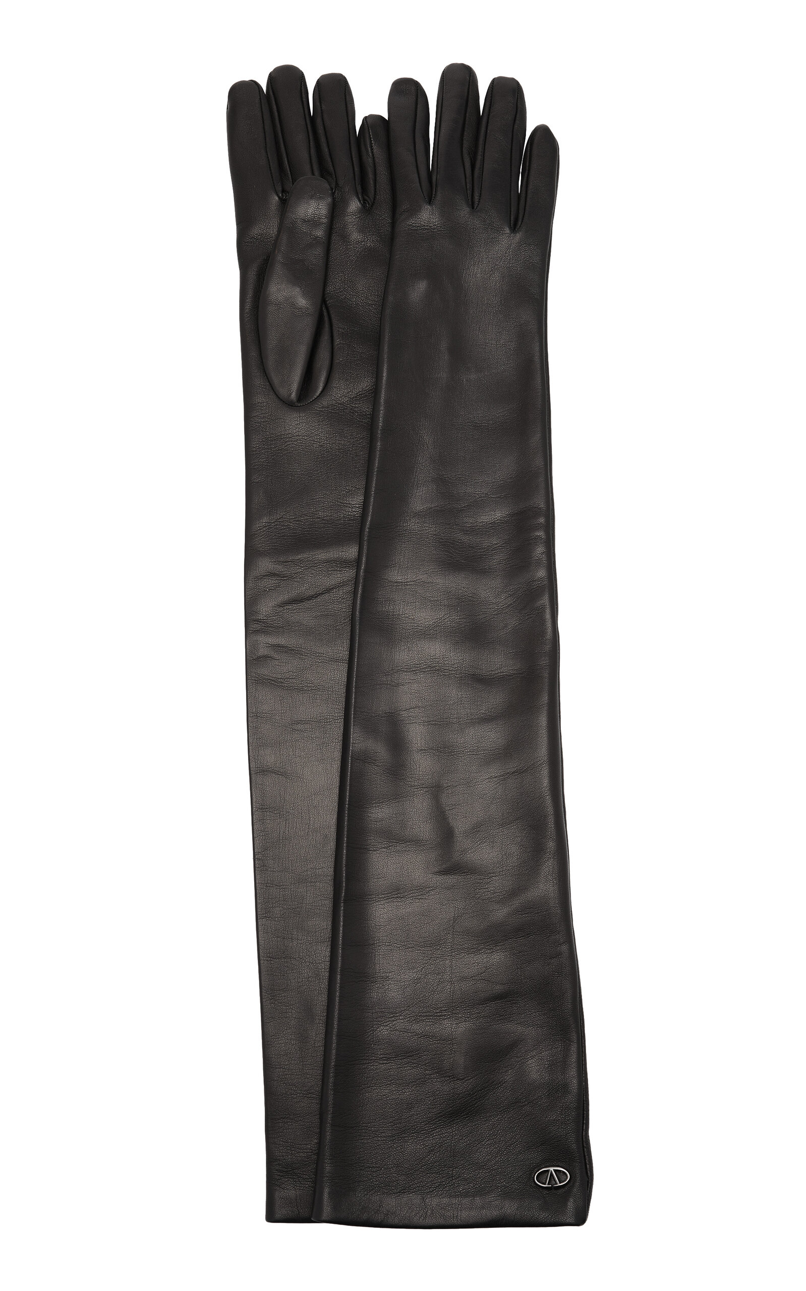 Valentino Garavani Vlogo The Bold Edition Long Sleeved Leather Gloves In Black