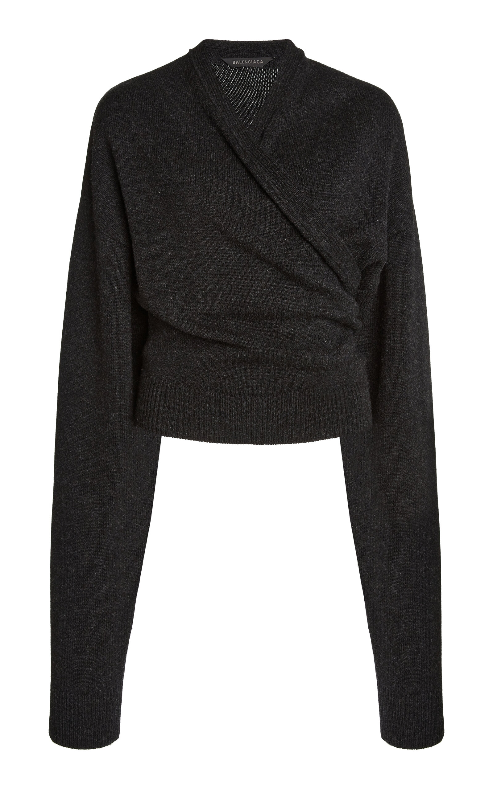 Shop Balenciaga Wool Wrap Sweater In Grey