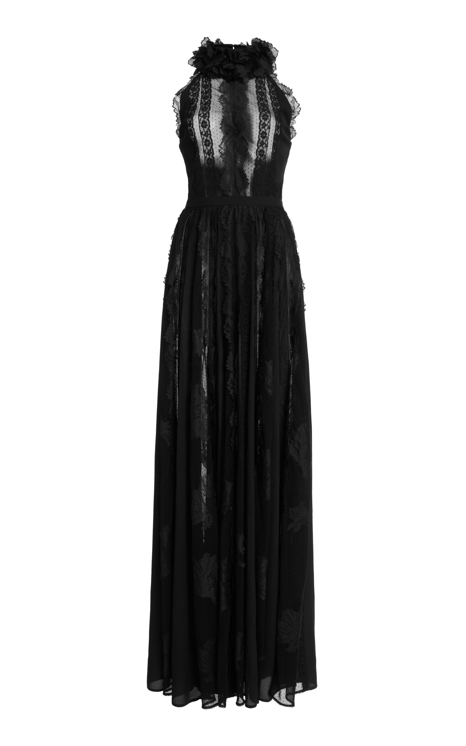 Zuhair Murad Paneled Plumetis Maxi Dress In Black