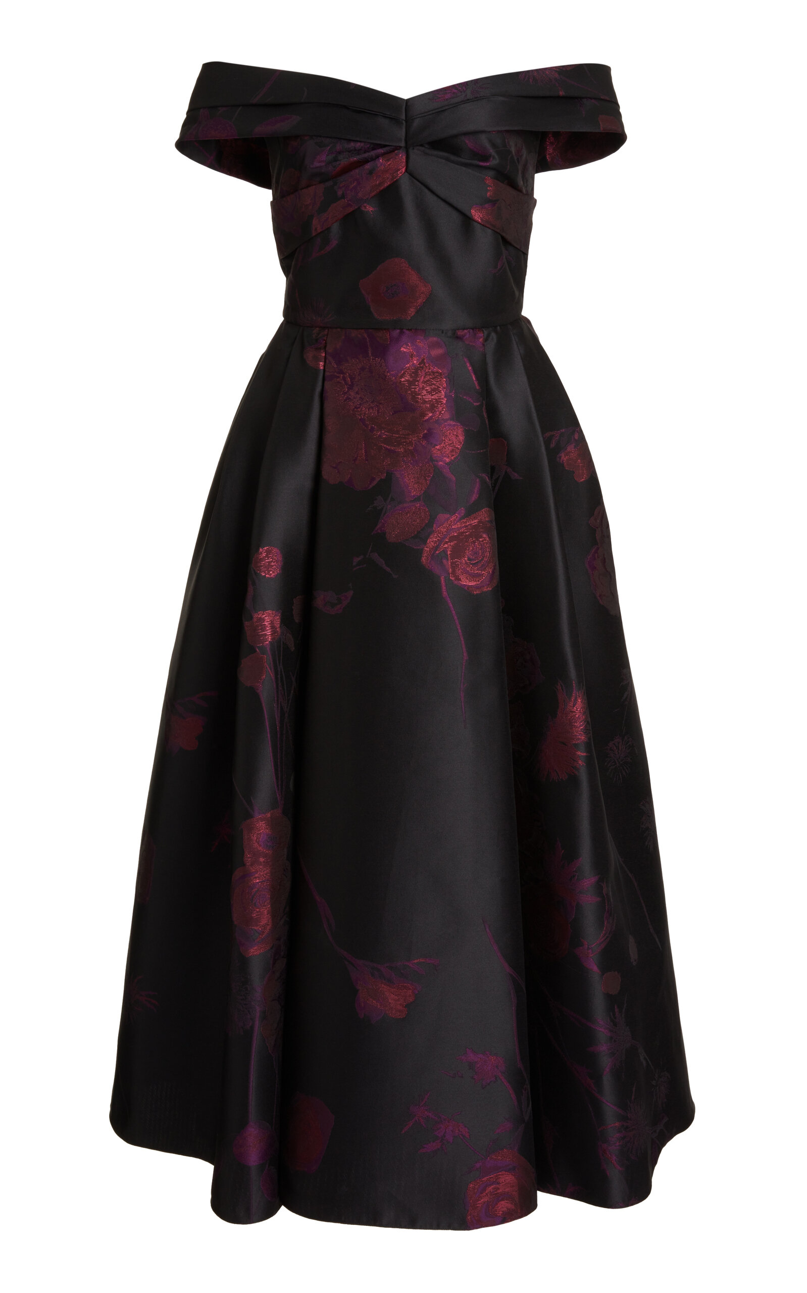 Zuhair Murad Floral Jacquard Off-the-shoulder Midi Dress In Black