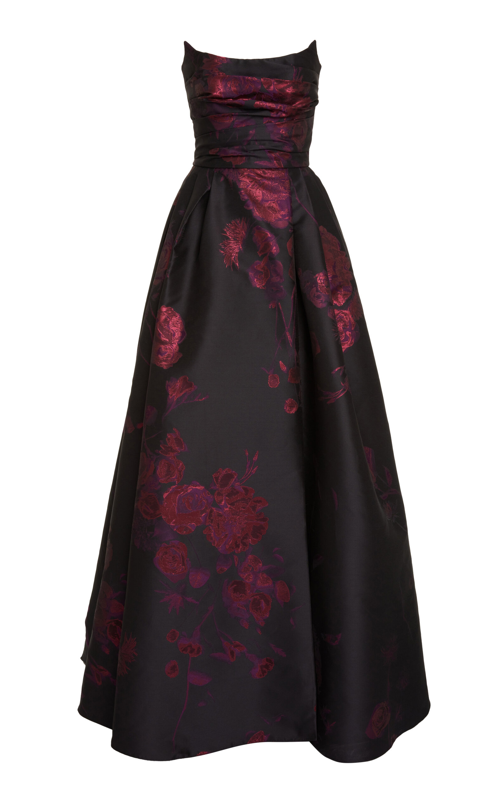 Zuhair Murad Floral Jacquard Strapless Maxi Dress In Black