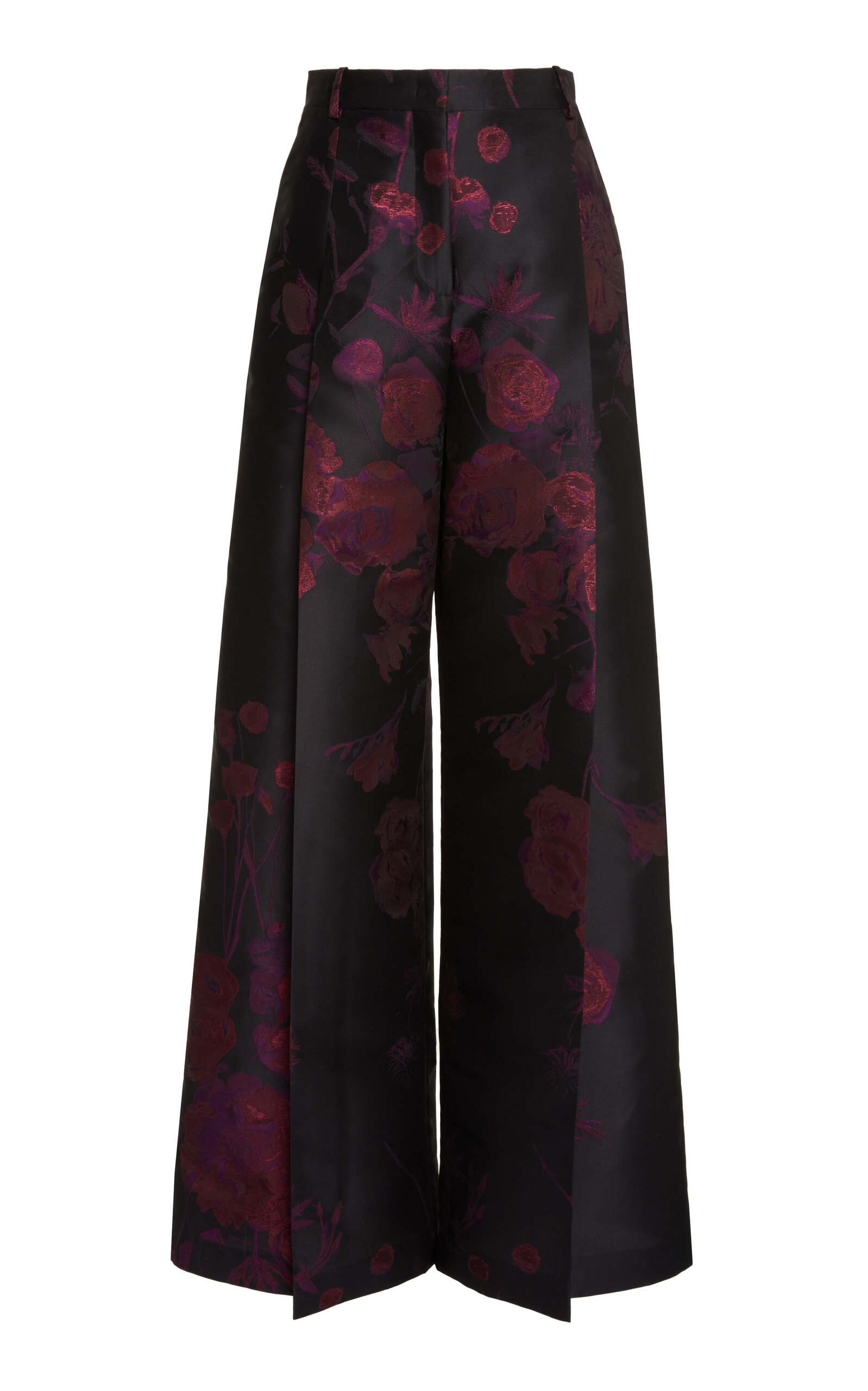 Zuhair Murad Floral Jacquard Wide-leg Pants In Black