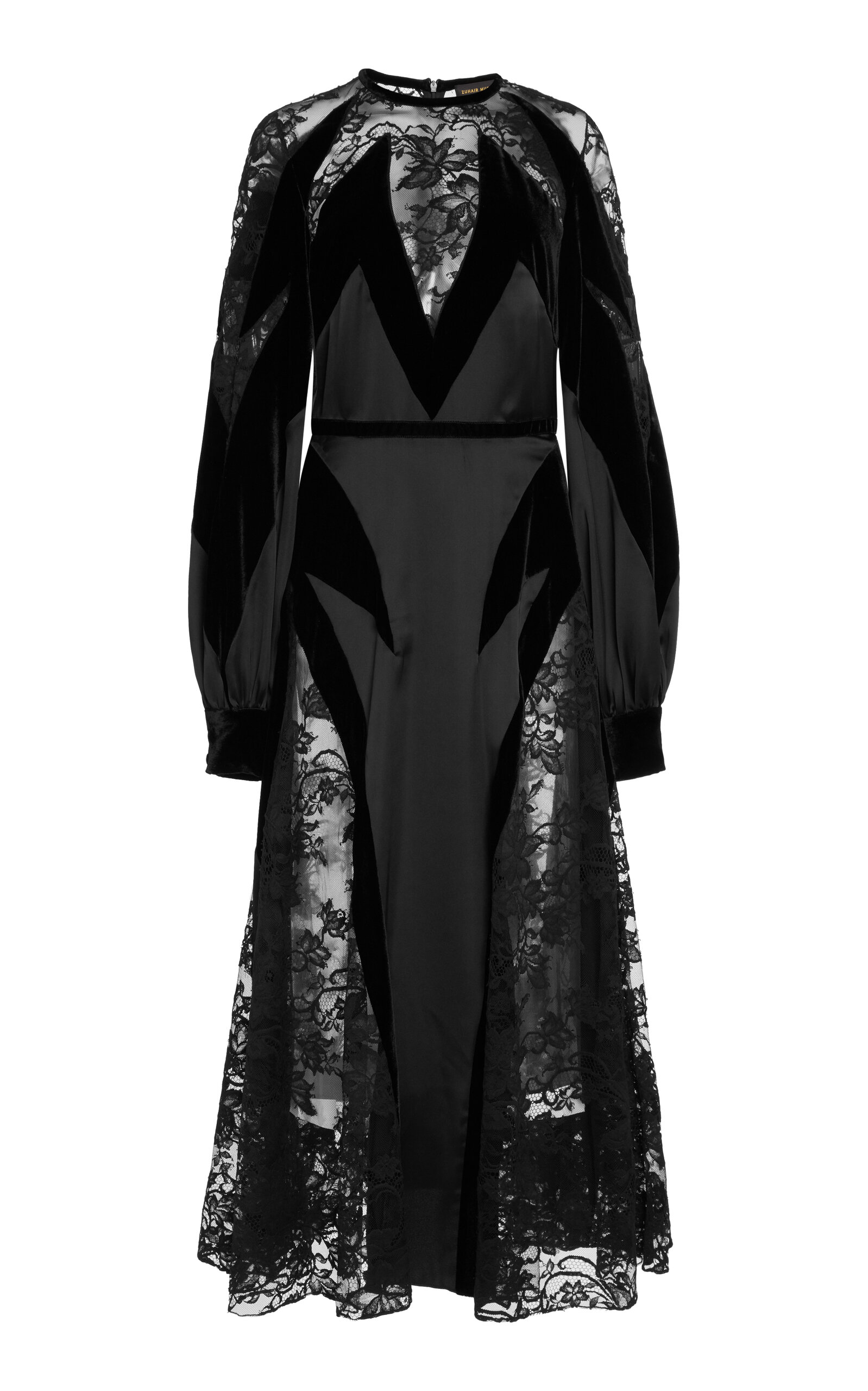 Zuhair Murad Paneled Lace Midi Dress In Black