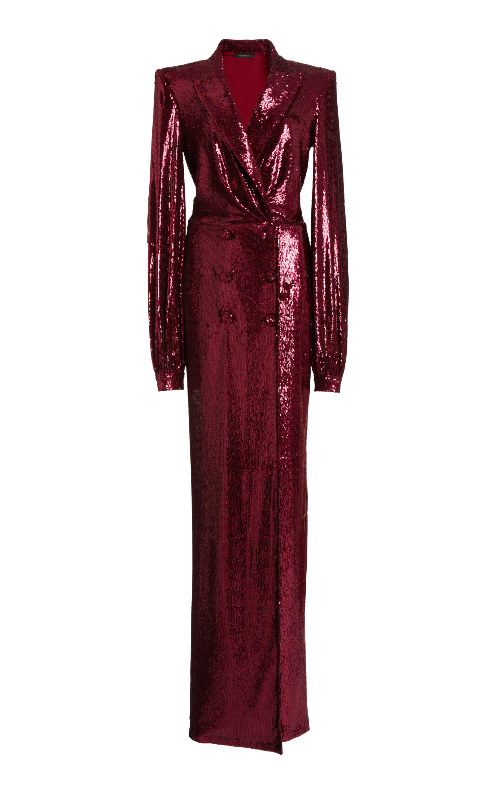 Zuhair Murad Sequined Double-breasted Maxi Blazer Dress In Red