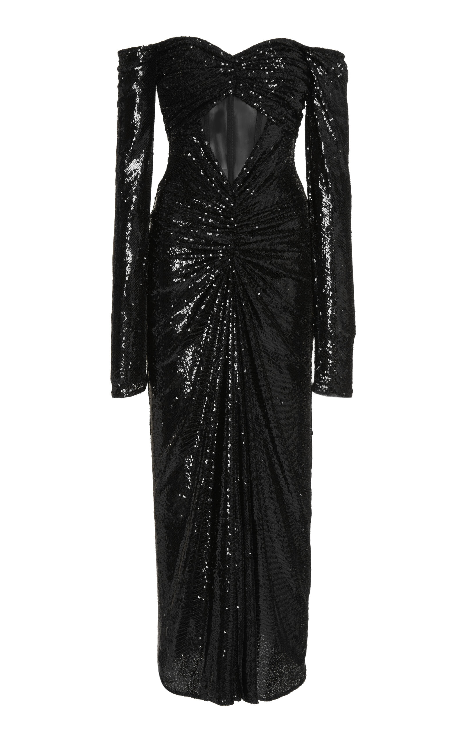 Zuhair Murad Sequined Off-the-shoulder Midi Dress In Black