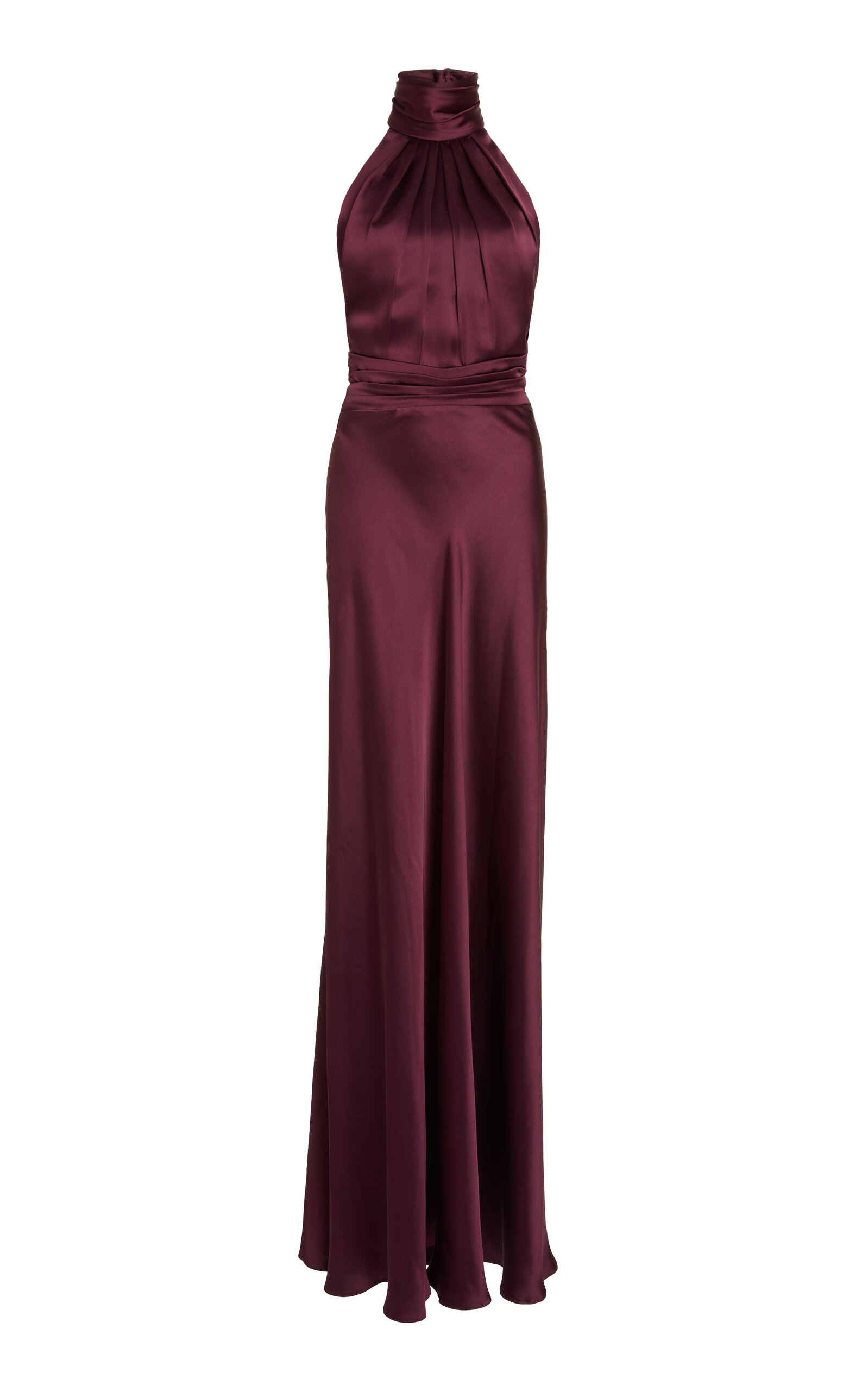 Zuhair Murad High Neck Satin Maxi Dress In Purple