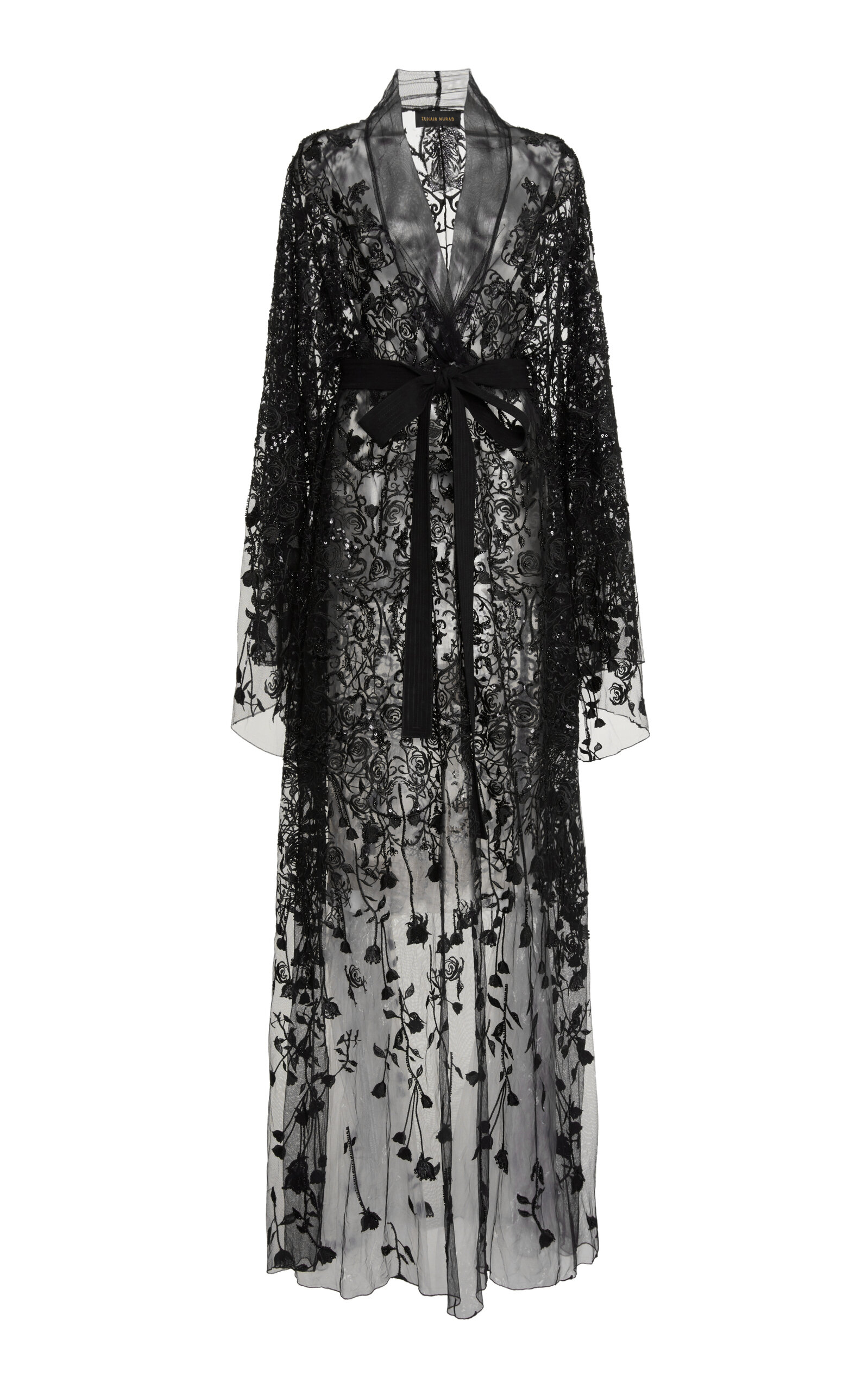 Zuhair Murad Embroidered Tulle Caftan In Black