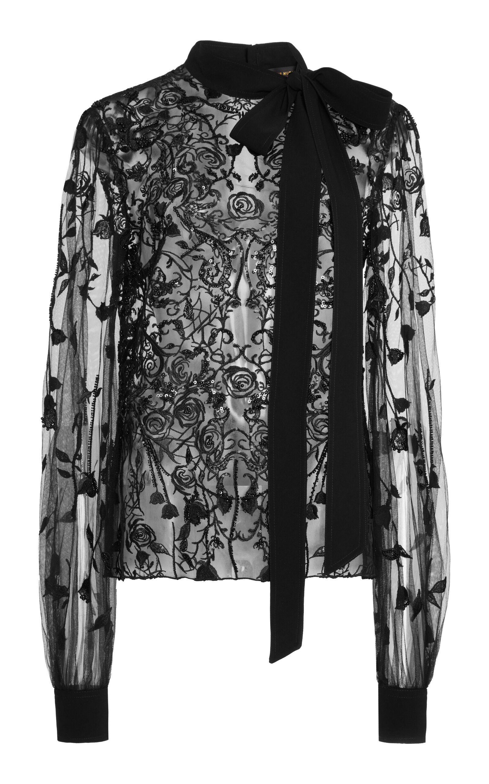 Zuhair Murad Embroidered Tulle Top In Black