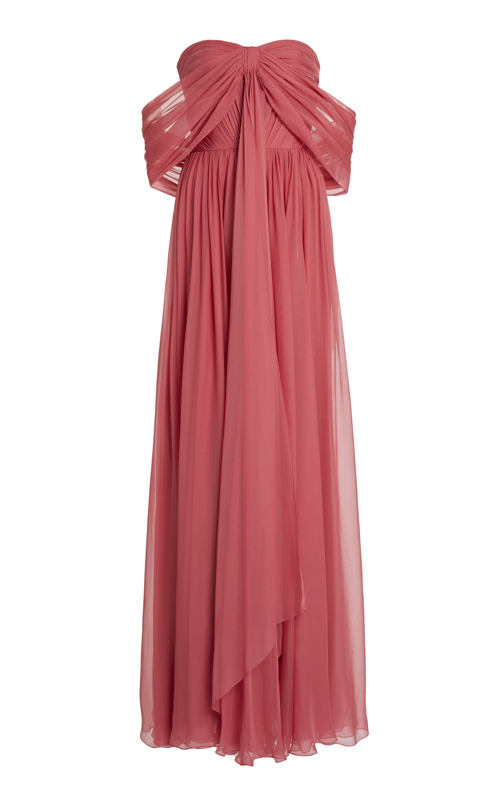 Zuhair Murad Draped Silk Chiffon Off-the-shoulder Maxi Dress In Pink