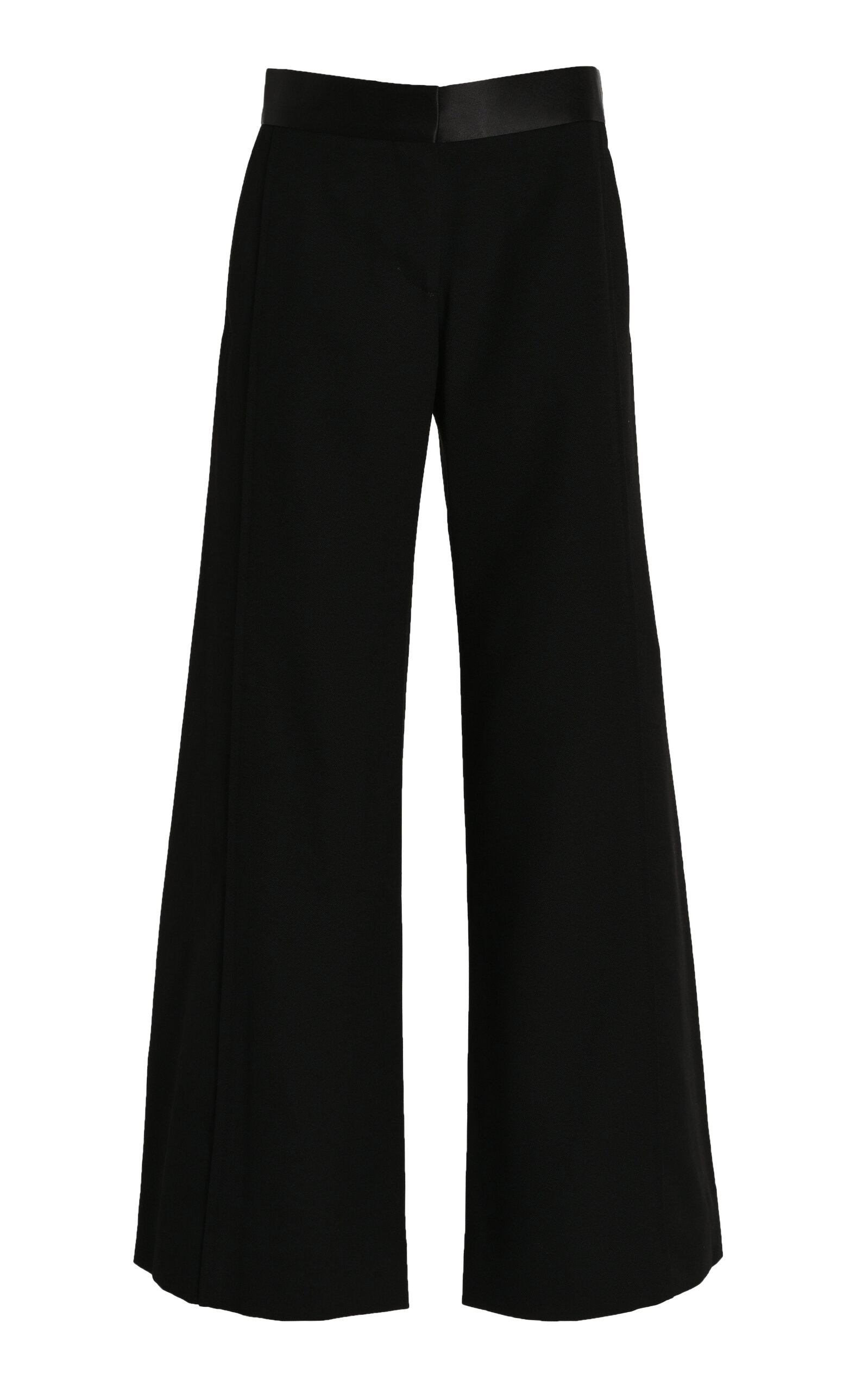 Shop Victoria Beckham Side Panel Wool-blend Trousers In Black