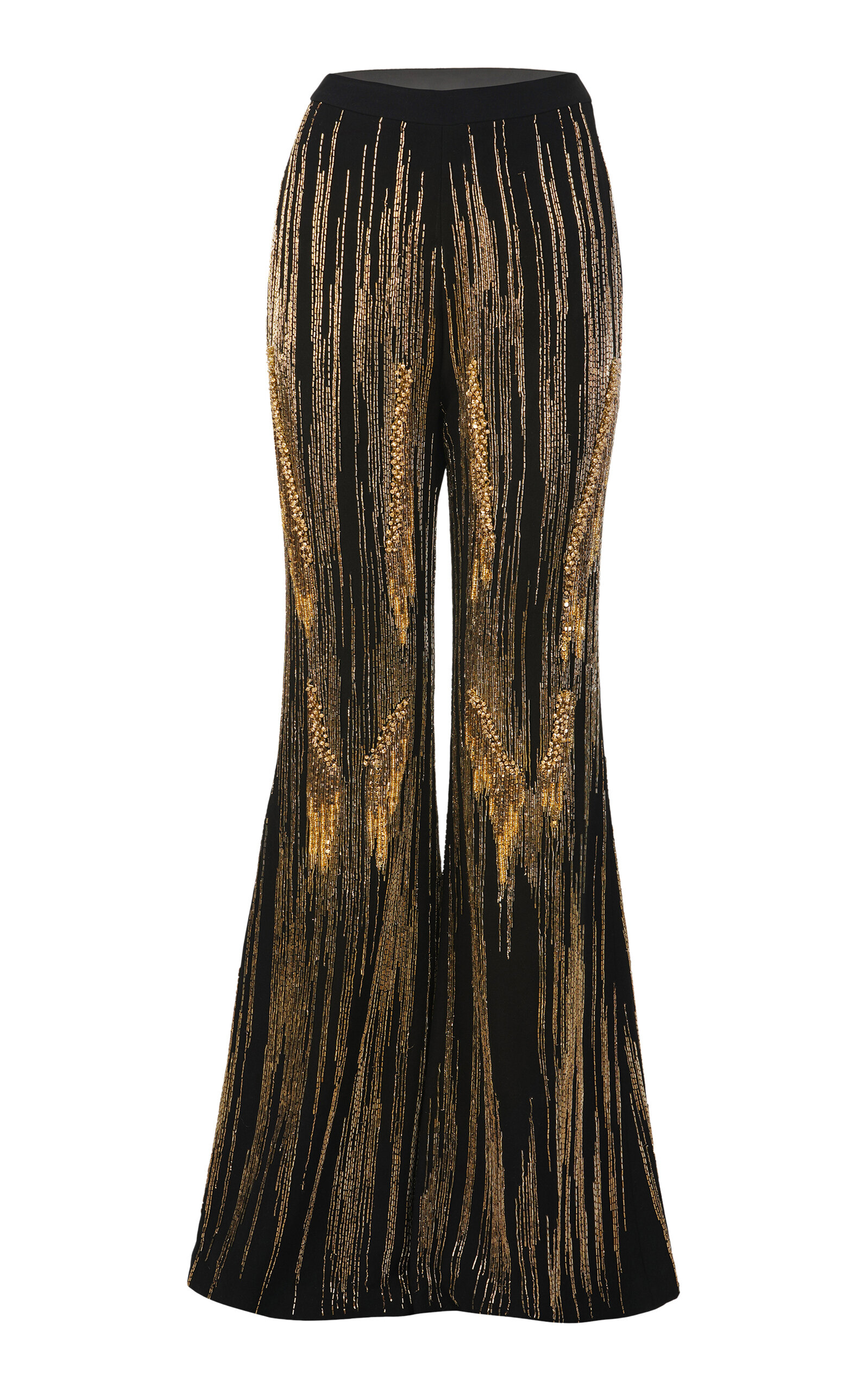 Gaurav Gupta The Contour Embroidered Crepe Flared Pants In Black