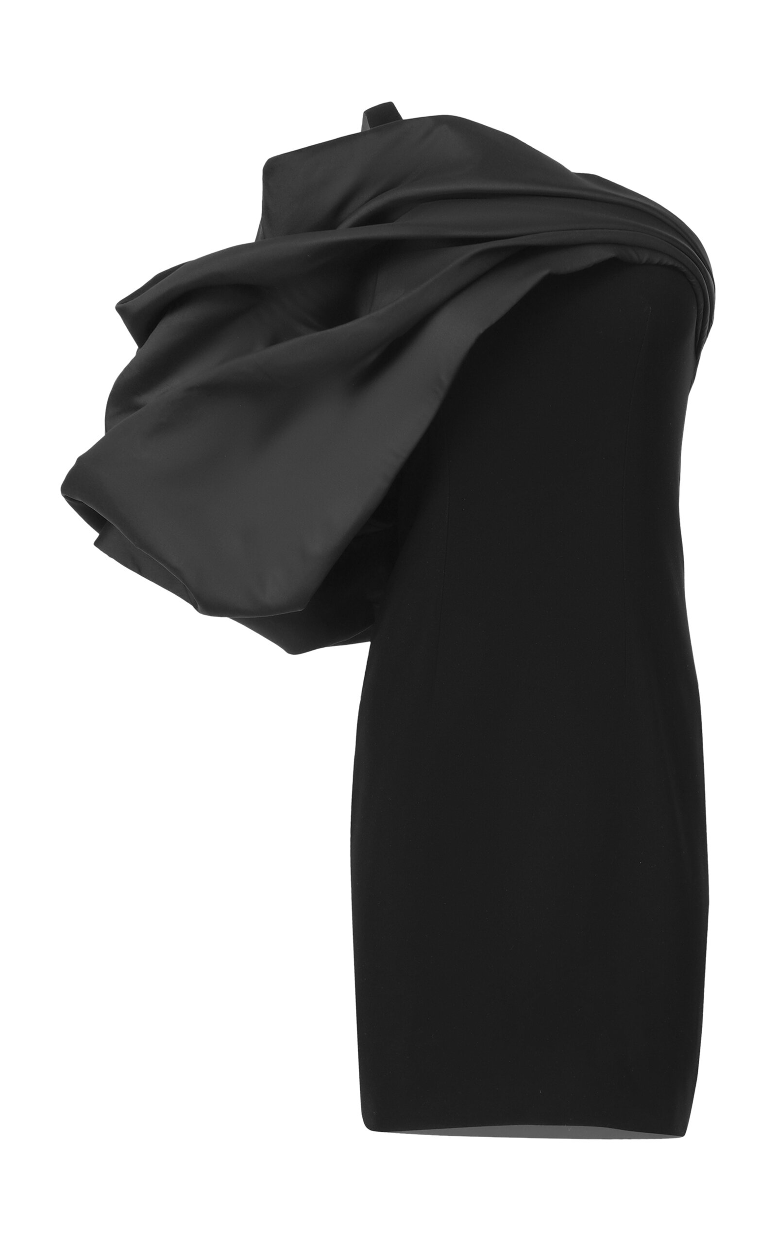 Gaurav Gupta Cloud Silk Off-the-shoulder Drape Ruffle Mini Dress In Black