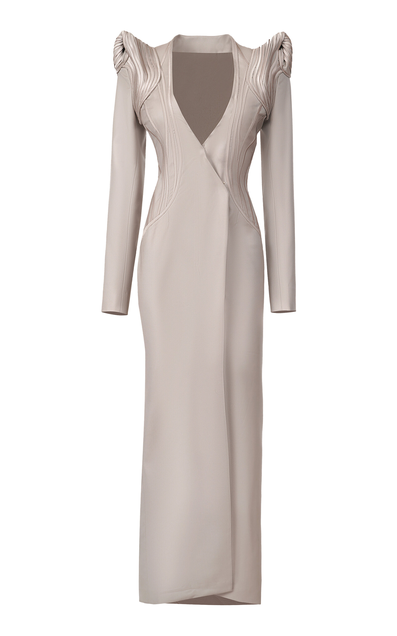 Gaurav Gupta The Sculpted Wool-blend Coat Maxi Dress In Ivory