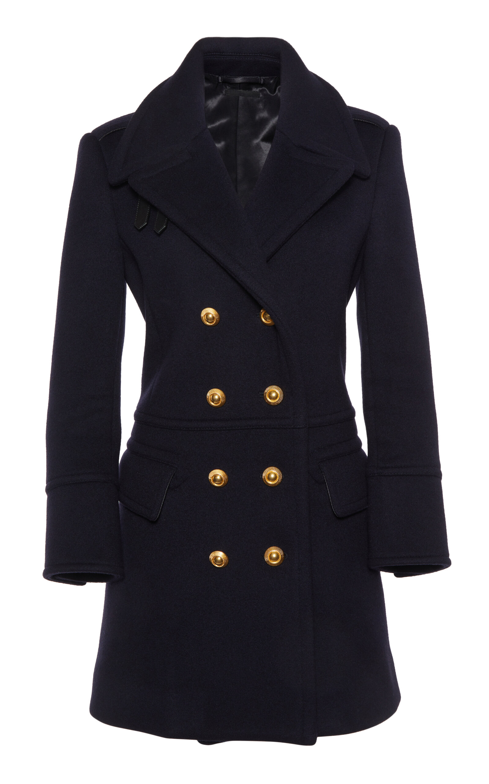 Tom Ford Military Wool-felt Peacoat In Navy