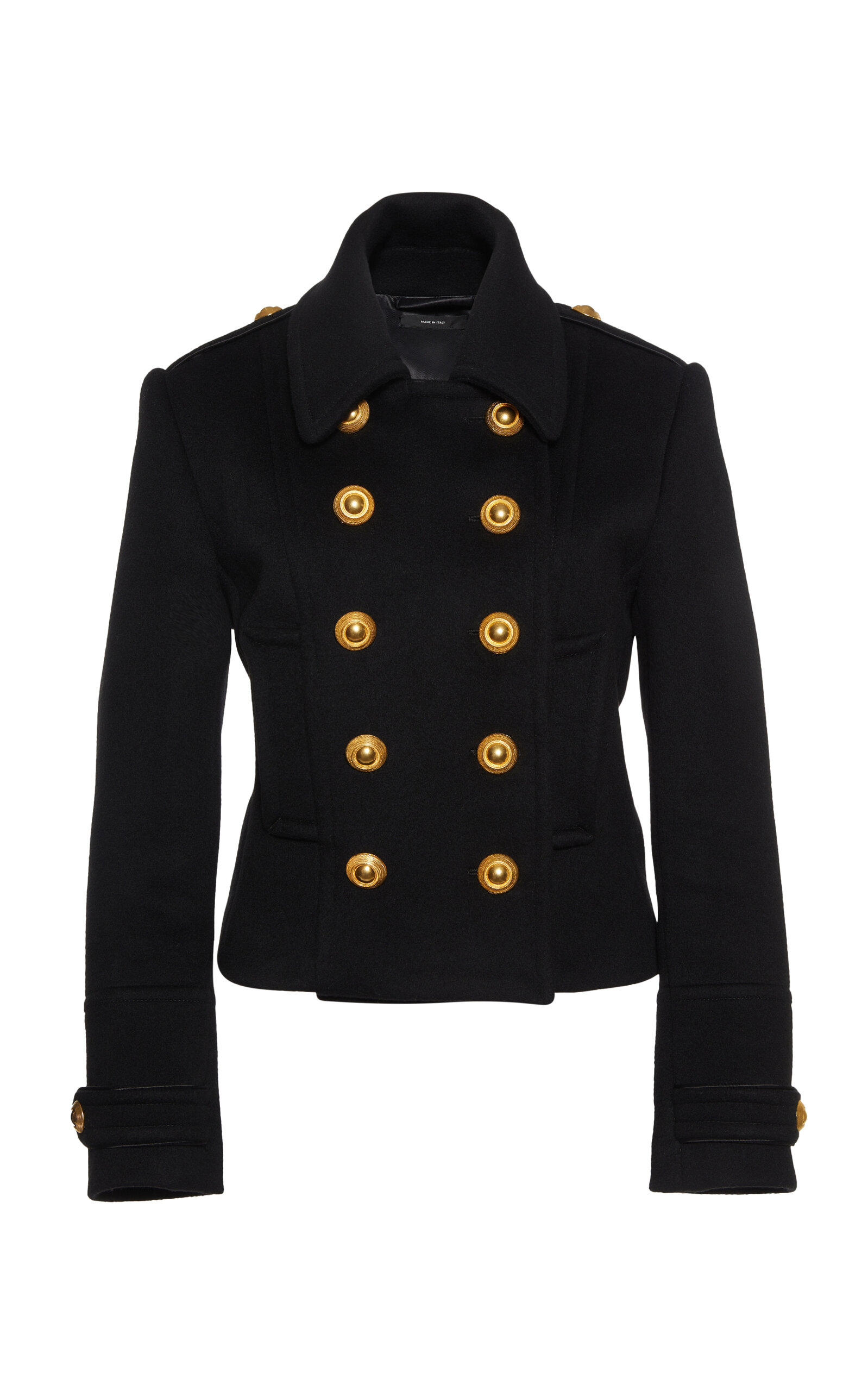 Tom Ford Cropped Wool-felt Peacoat In Black