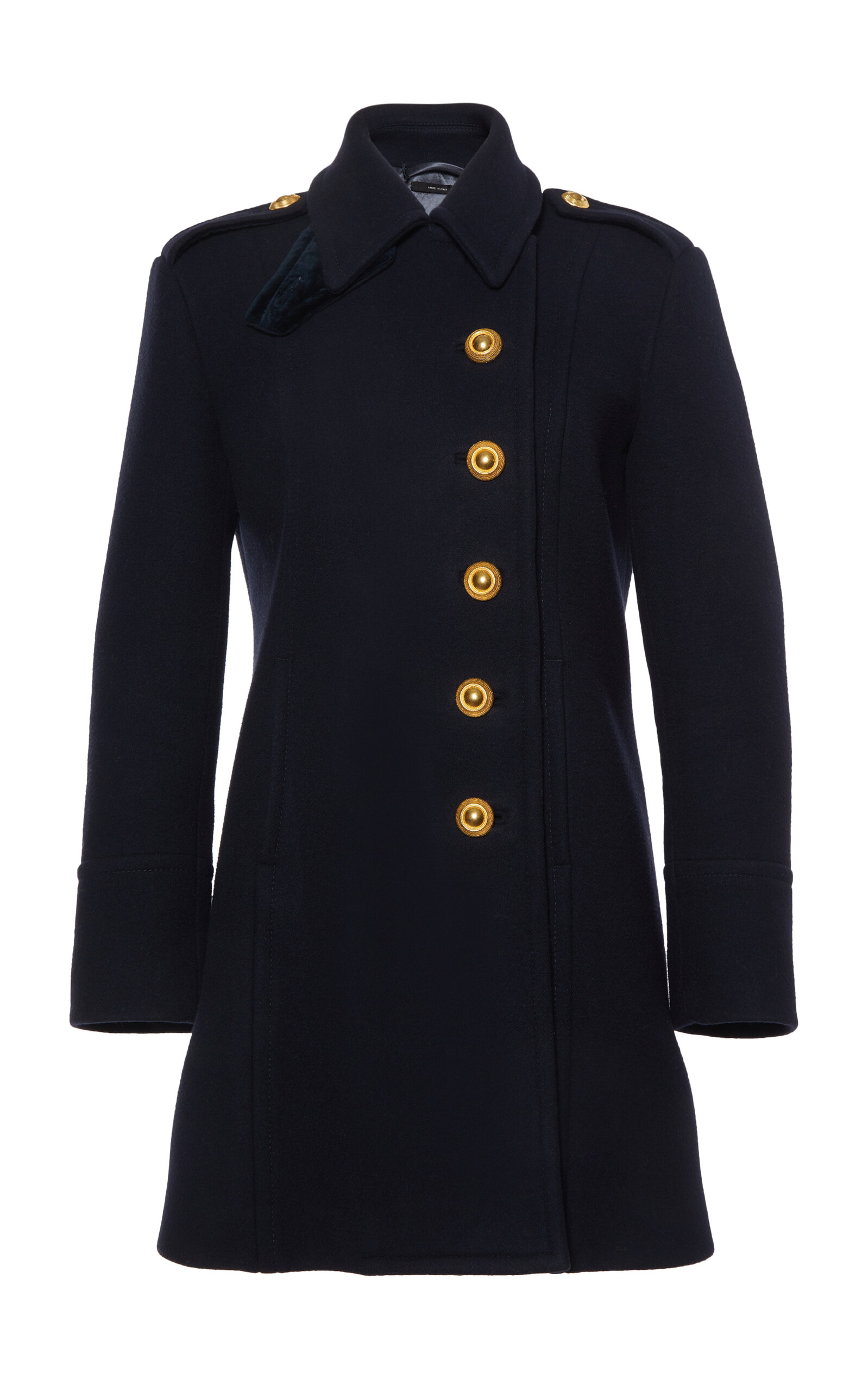 Tom Ford Asymmetric Wool-cashmere Duffle Peacoat In Navy