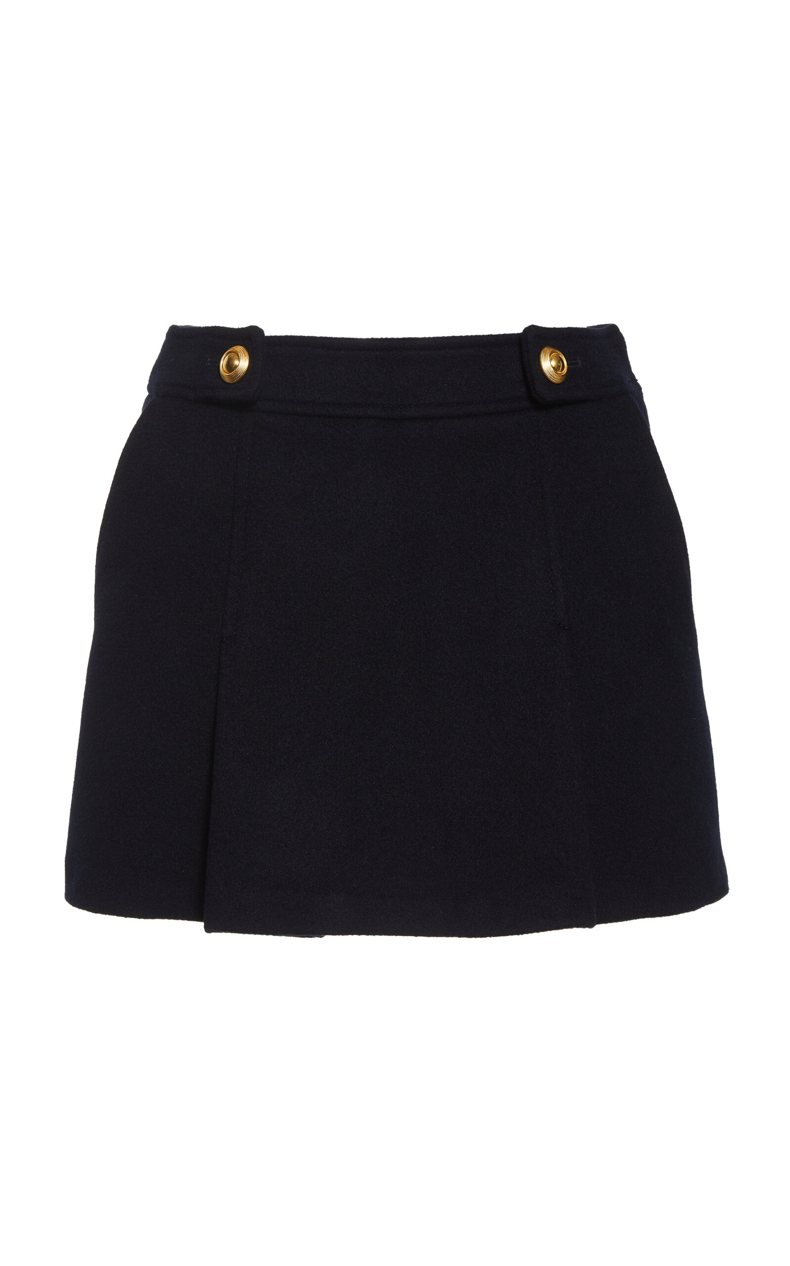 Tom Ford Pleated Wool-cashmere Mini Skirt In Navy