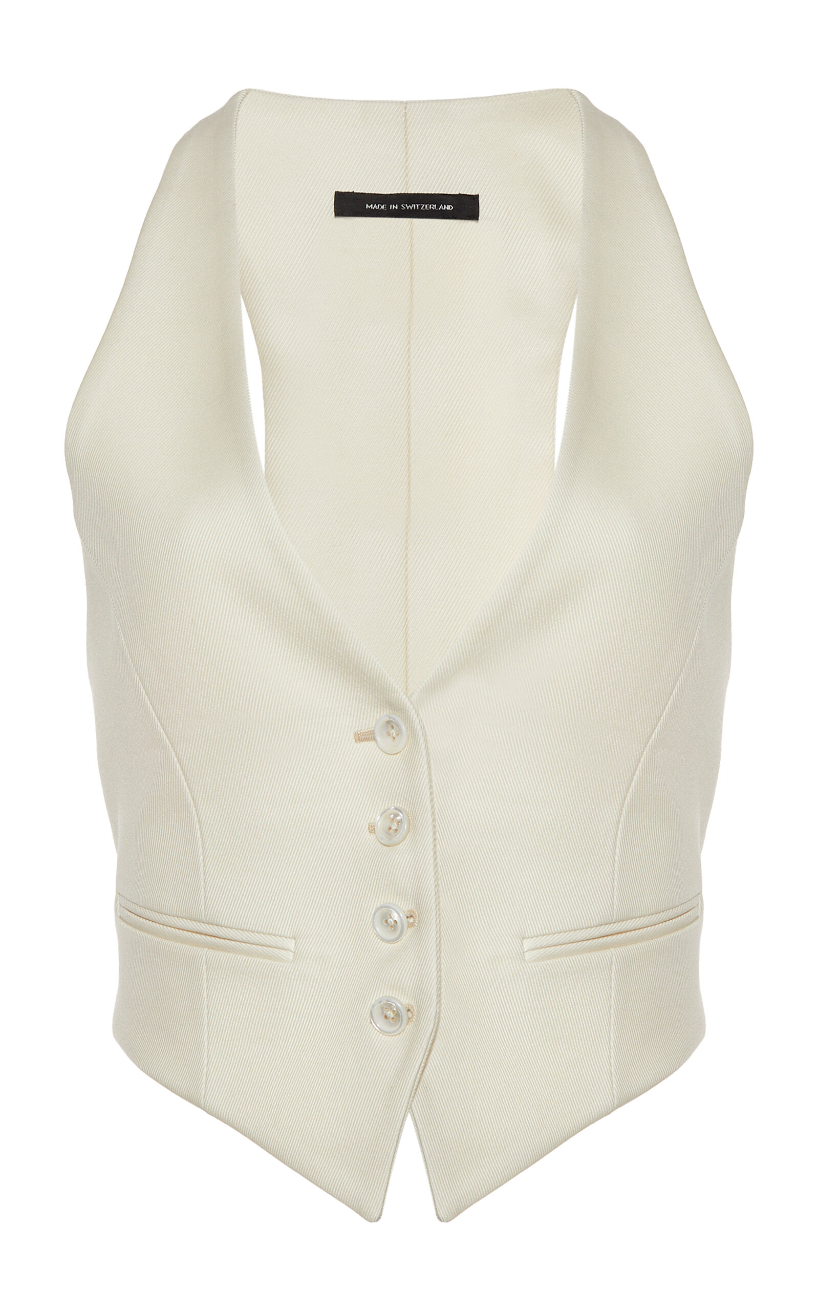 Tom Ford Racerback Wool-silk Twill Waistcoat In Off-white