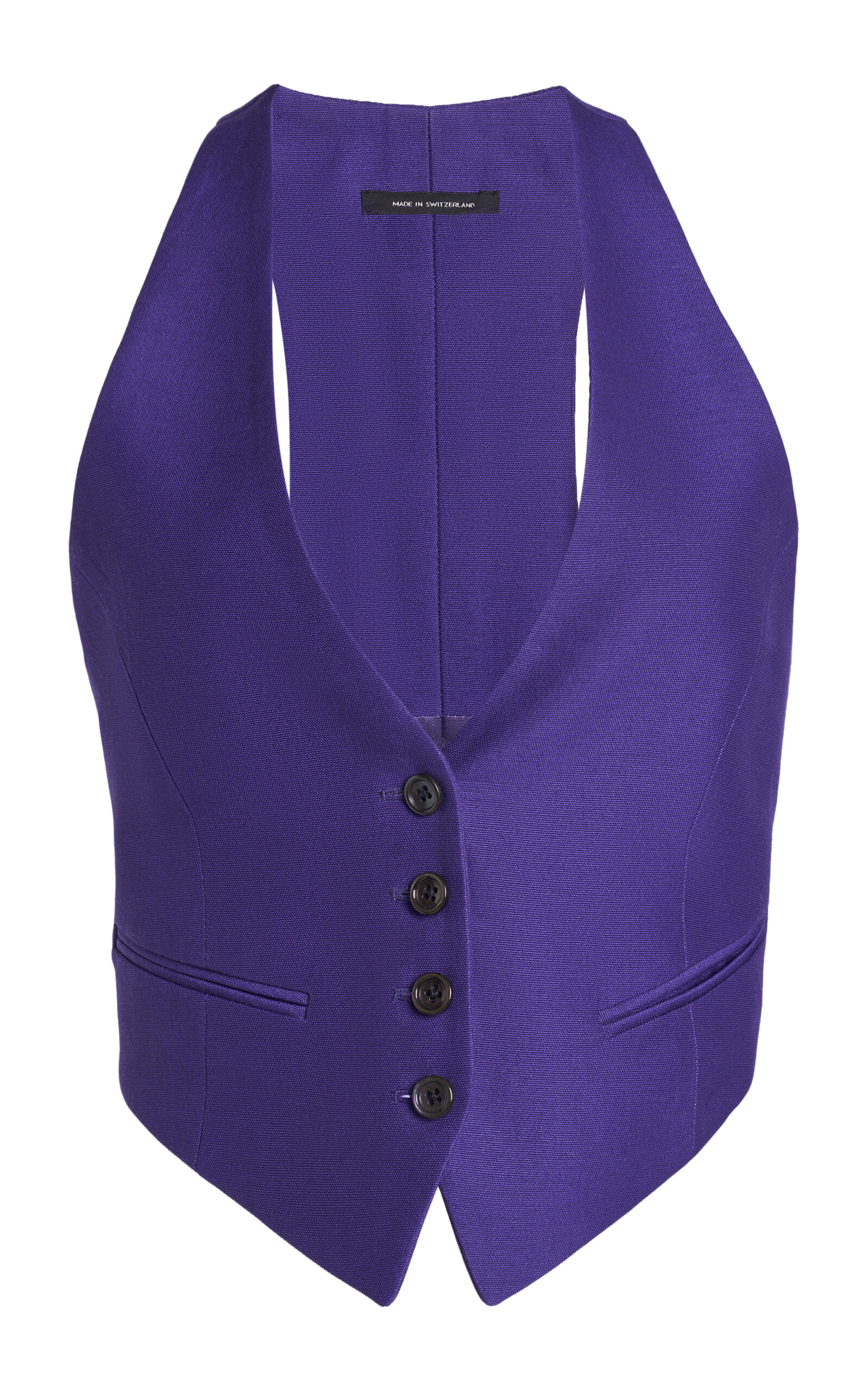 Tom Ford Racerback Wool-silk Waistcoat In Purple