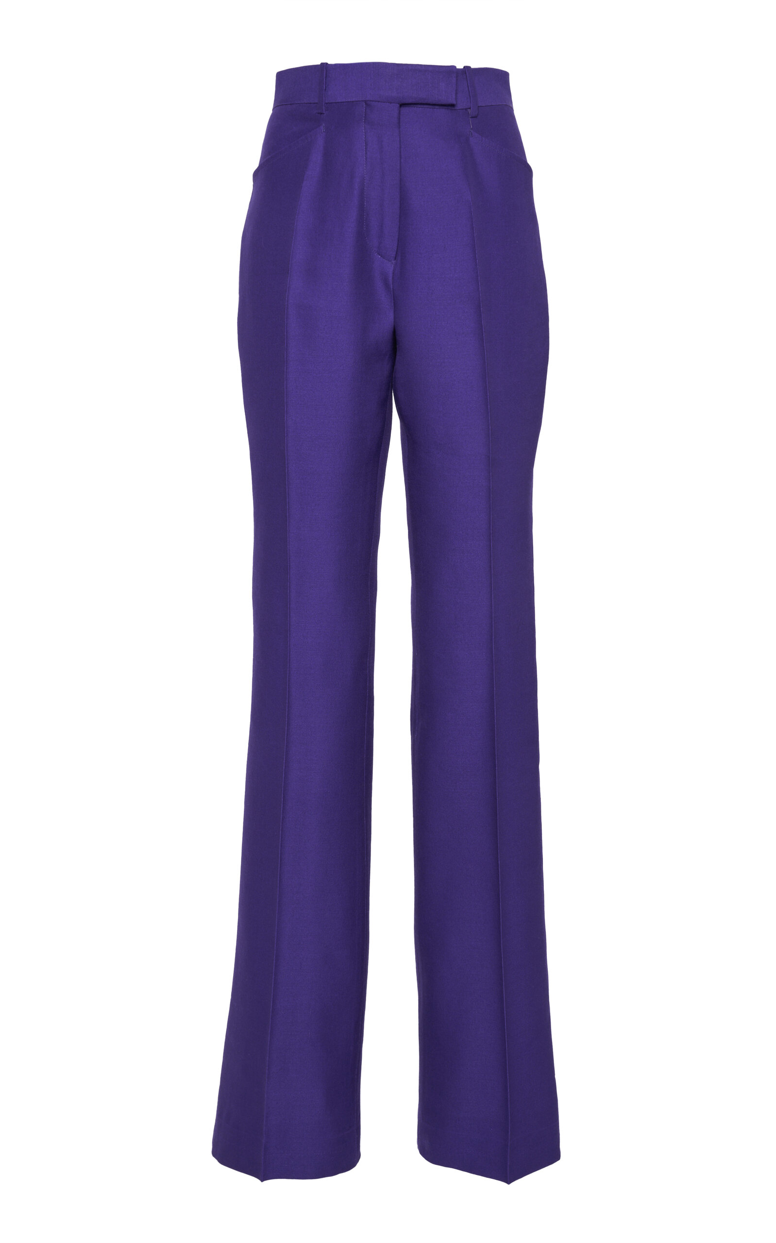 Tom Ford Tailored Wool-silk Wide-leg Pants In Purple