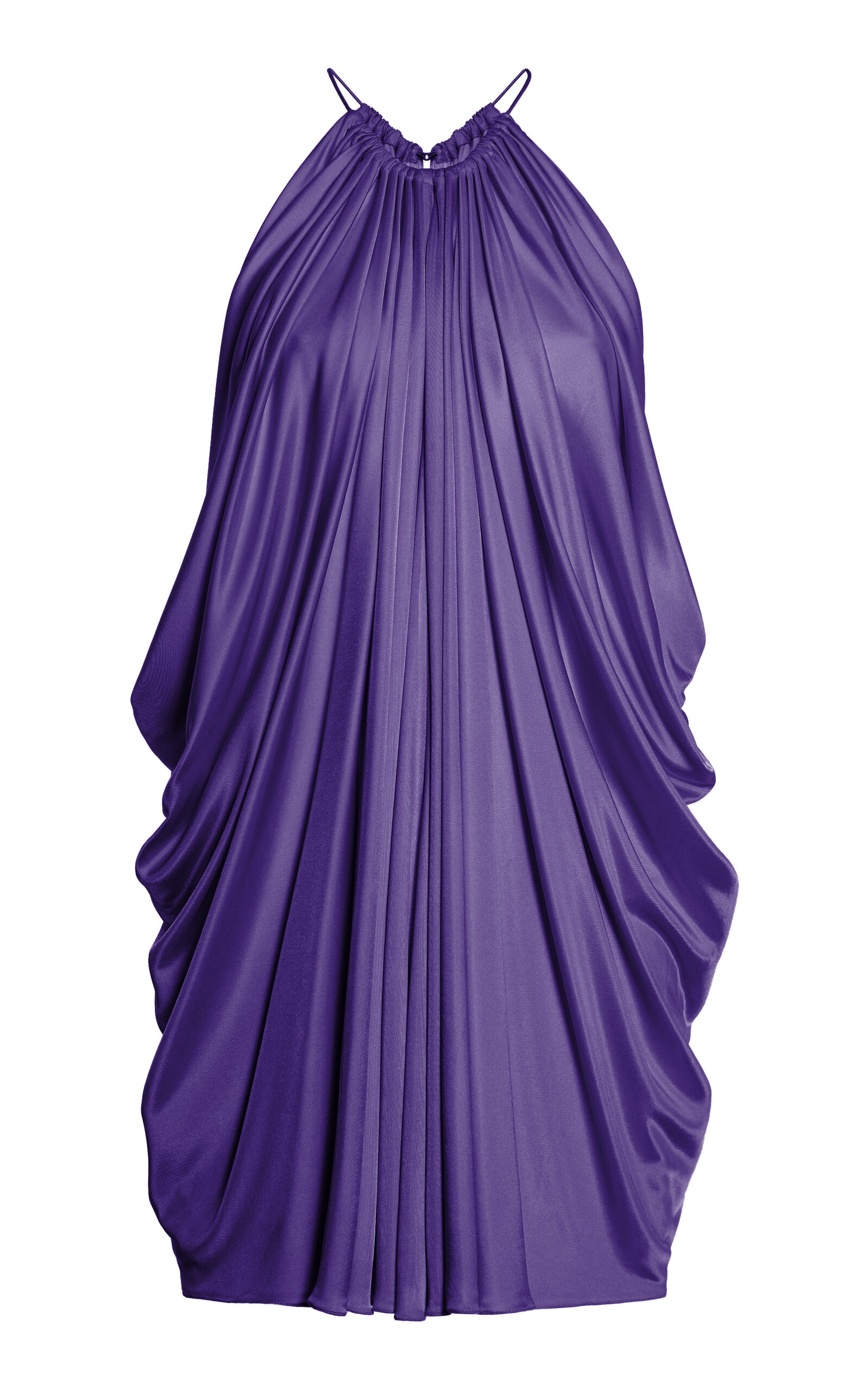 Tom Ford Shimmery Draped Halterneck Mini Dress In Purple