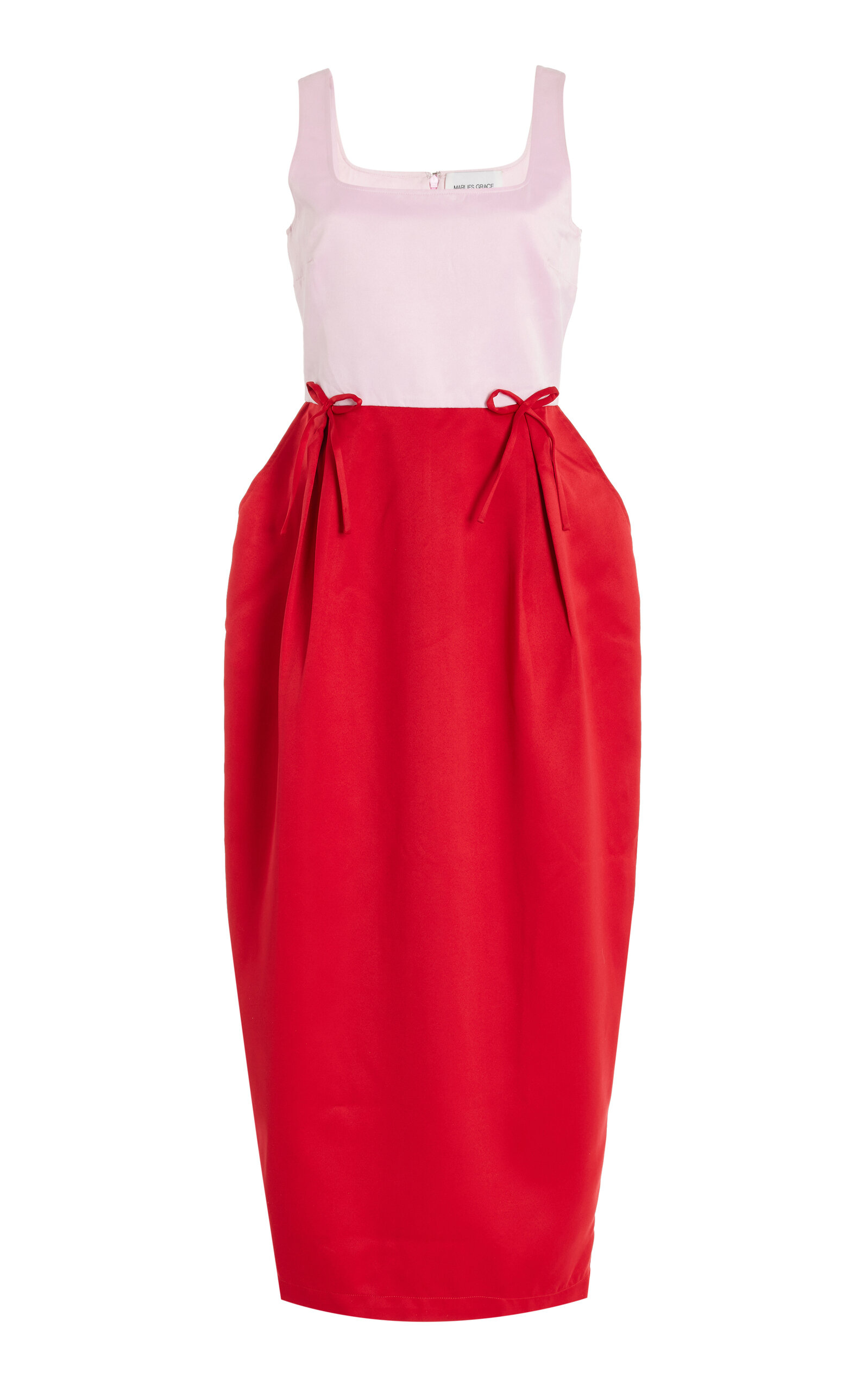 Shop Marlies Grace Exclusive Bow-detailed Satin Midi Dress In Red