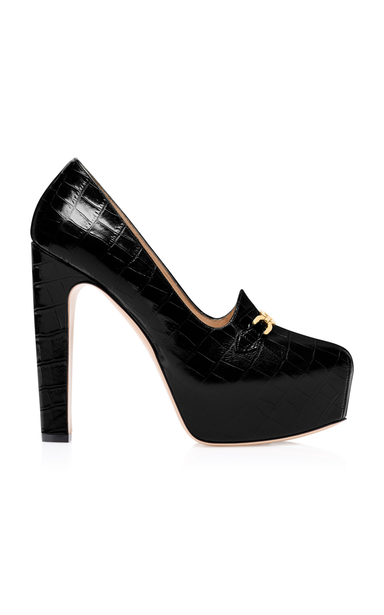 Tom Ford Whitney Croc-effect Leather Platform Pumps In Black