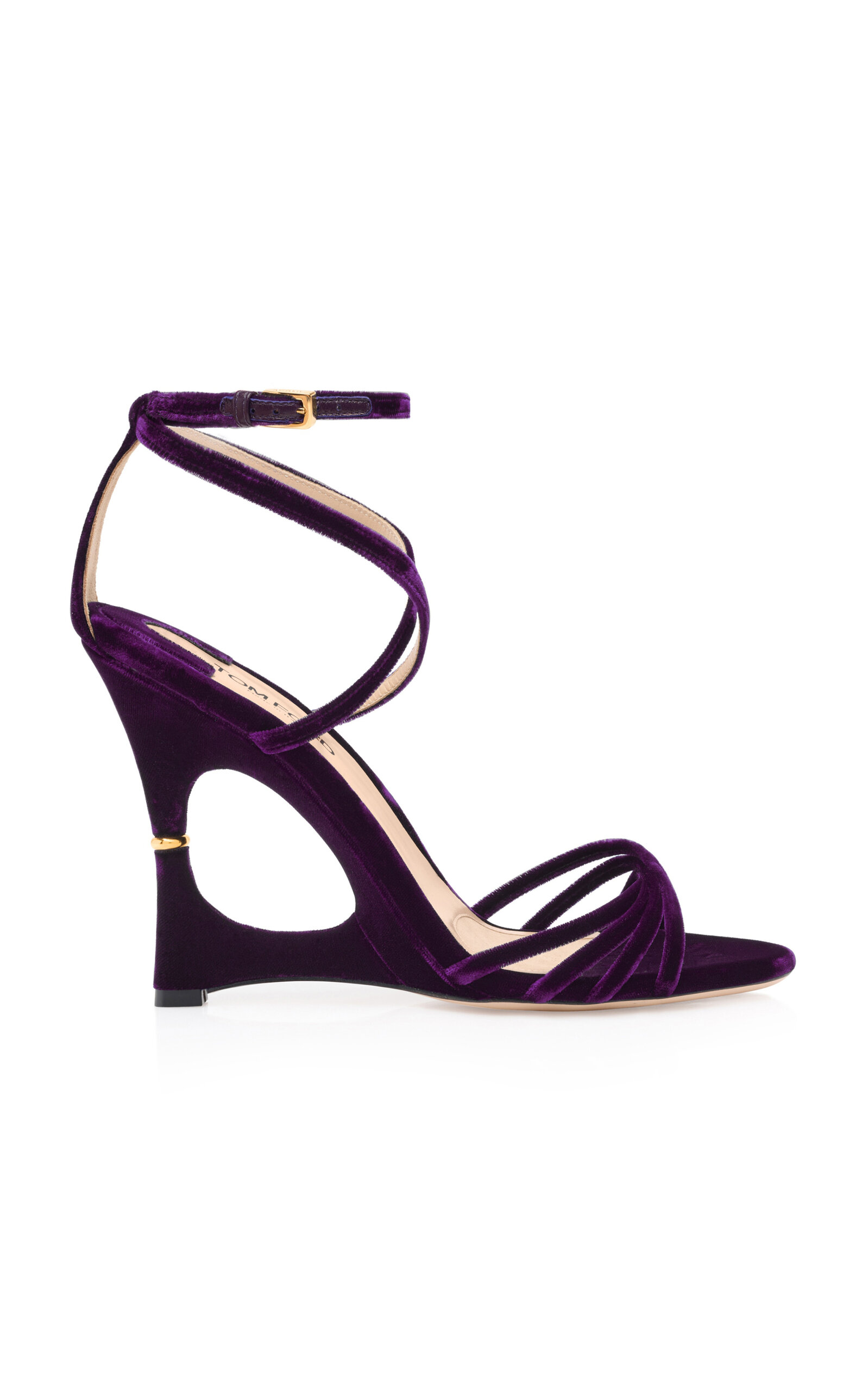 Tom Ford Paradis Velvet Strappy Sandals In Purple