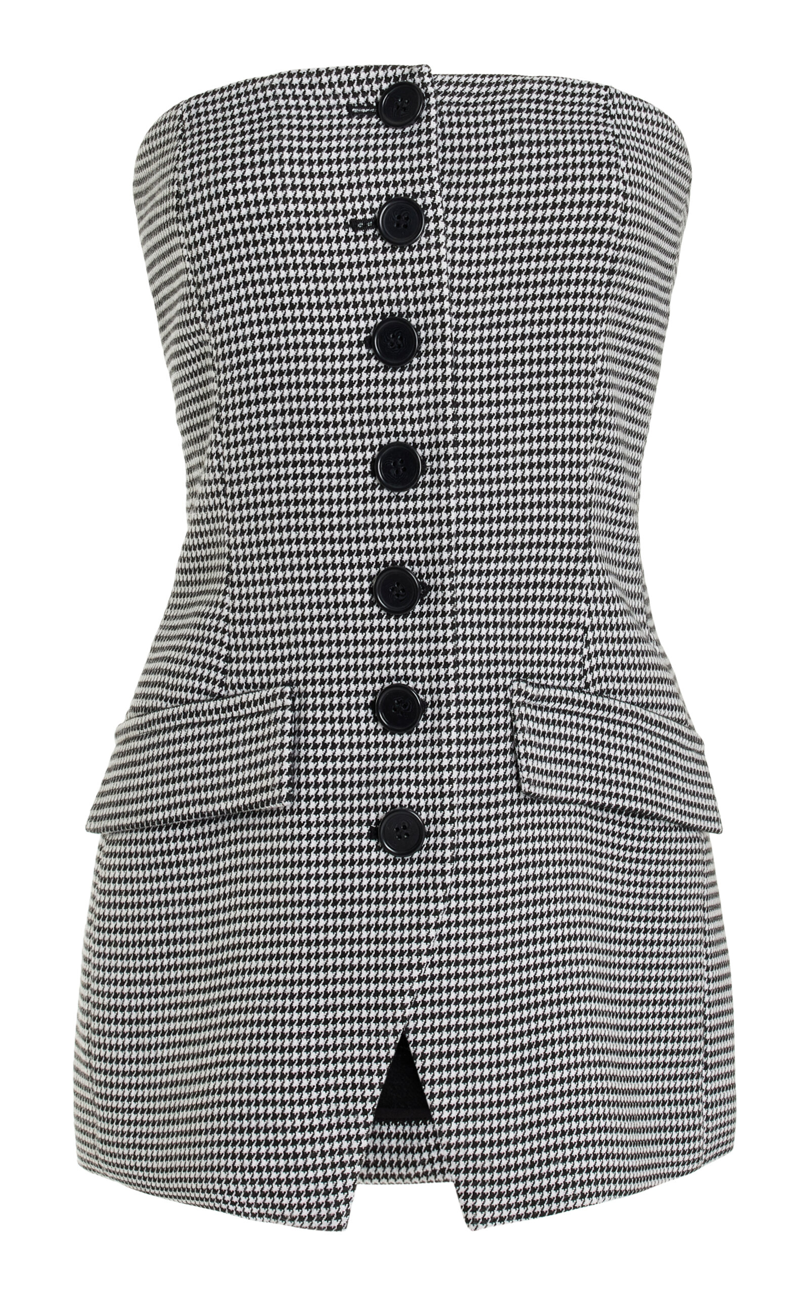 Shop Favorite Daughter The Phoebe Houndstooth Twill Bustier Top In Black,white