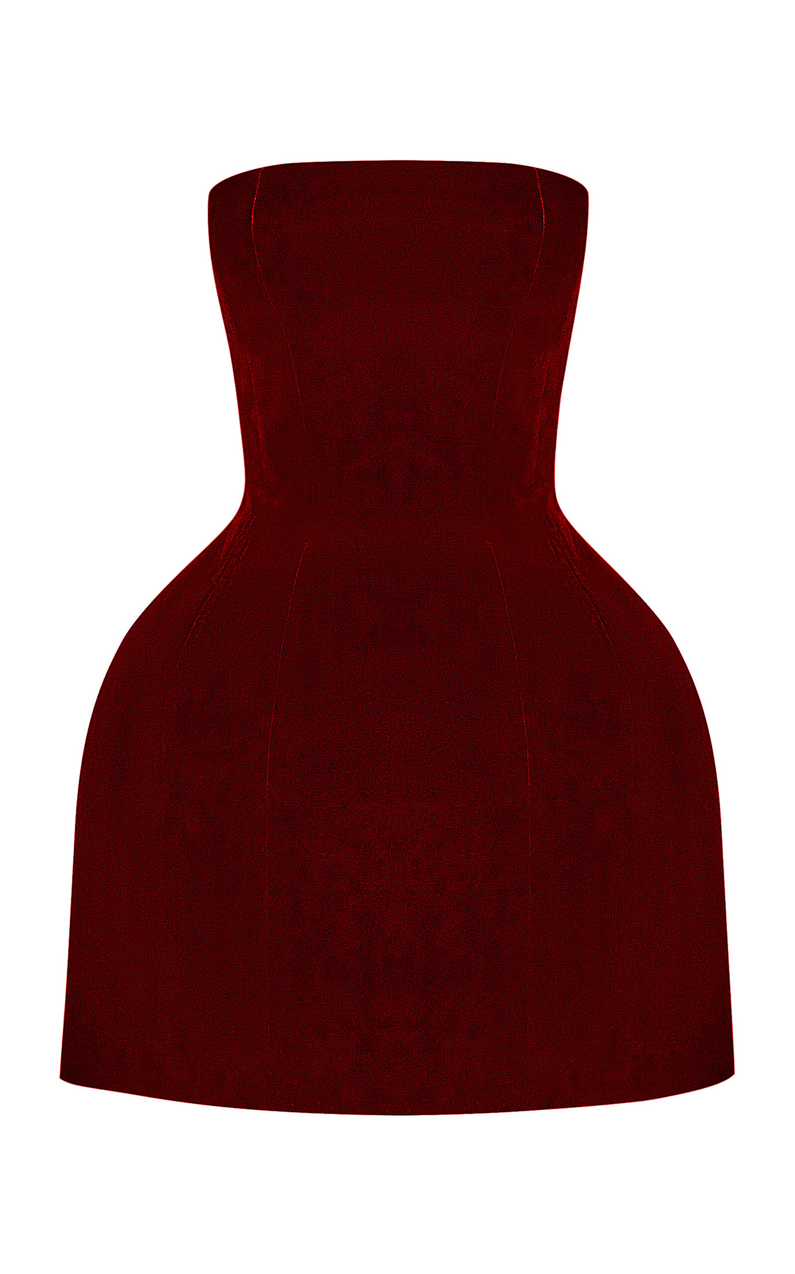 Rasario Structured Velvet & Satin Mini Dress In Burgundy